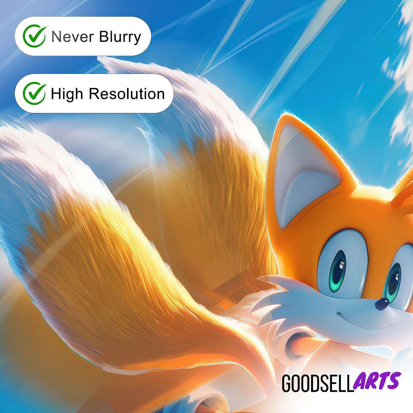 Sonic Tails Poster | Miles Prower Tails print | Video Game Wall Art | Gamer Gift | Sonic the Hedgehog Tails poster | Retro Gamer | Tails fox