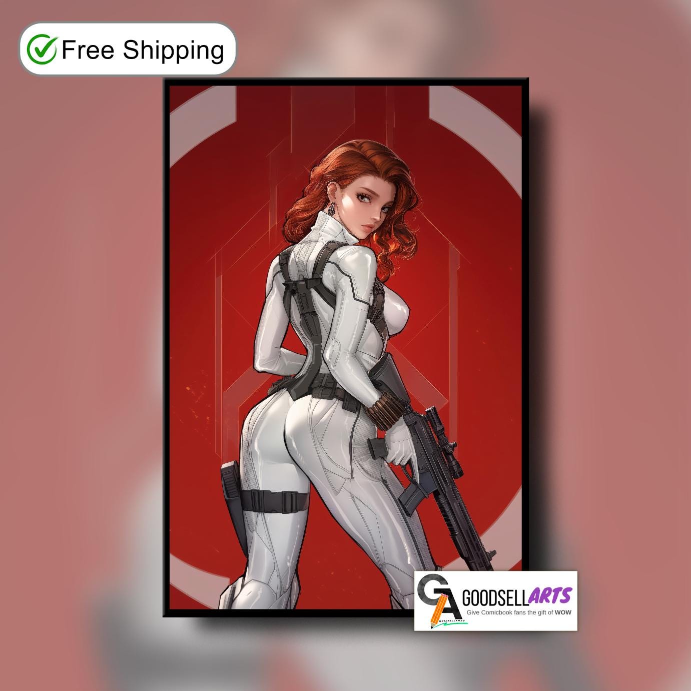 Black Widow Poster | Marvel Rivals Poster | Natasha Romanoff | Black Widow art print | Avengers poster | Game room decor | White widow