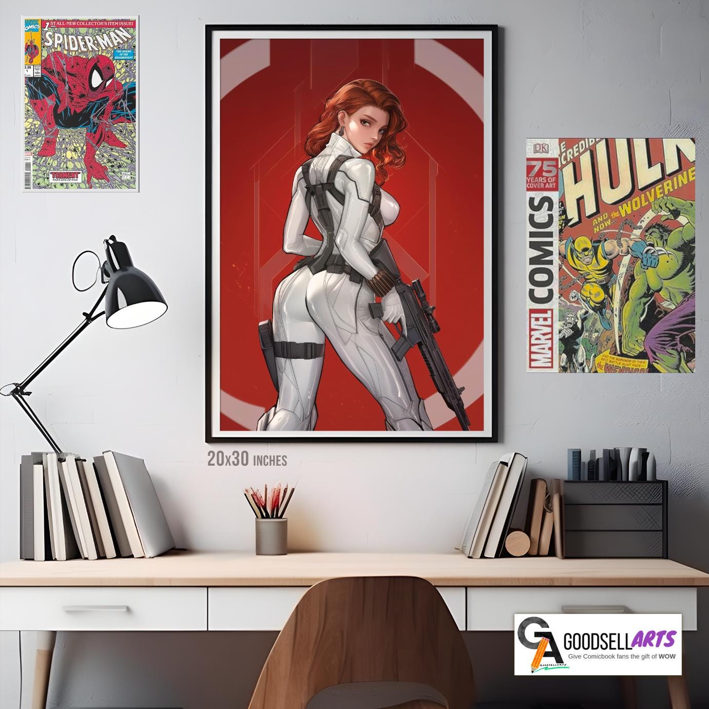 Black Widow Poster | Marvel Rivals Poster | Natasha Romanoff | Black Widow art print | Avengers poster | Game room decor | White widow