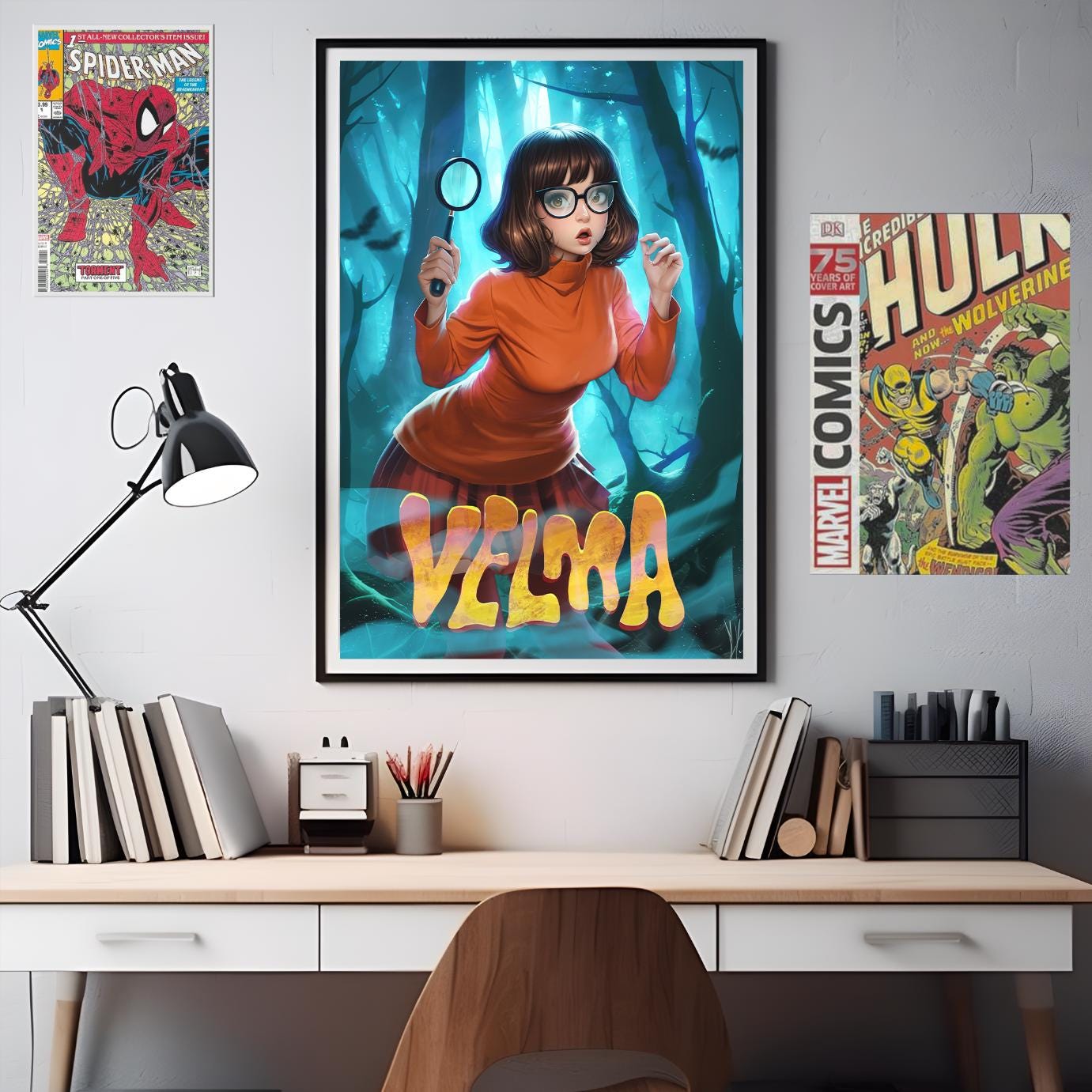 Velma Poster | Velma Cartoon Art print  | TV Show Wall Art | Retro Cartoon poster | Pop culture | 70s 80s cartoons | Velma gift