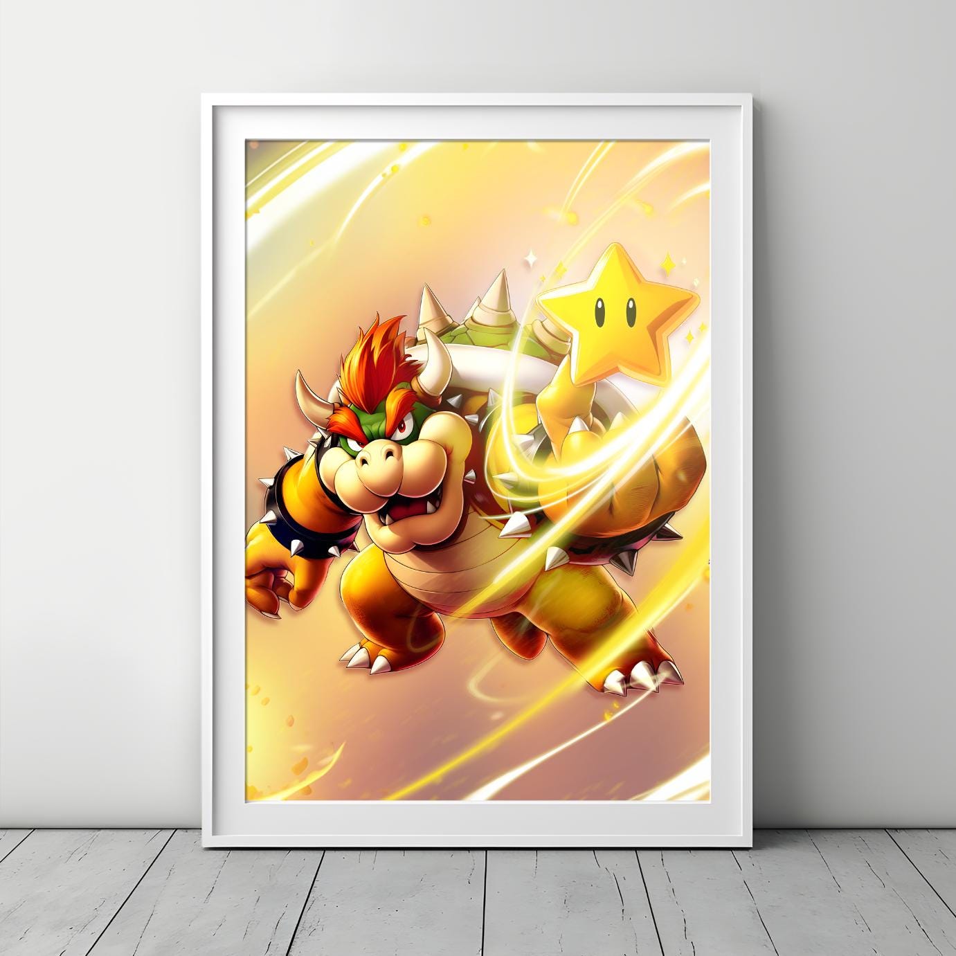 Bowser Mario Poster Print, King Koopa wall art, Nintendo Video Game Decor, Gamer Gifts for Nintendo fan, Super Mario Bros Bowser fan art