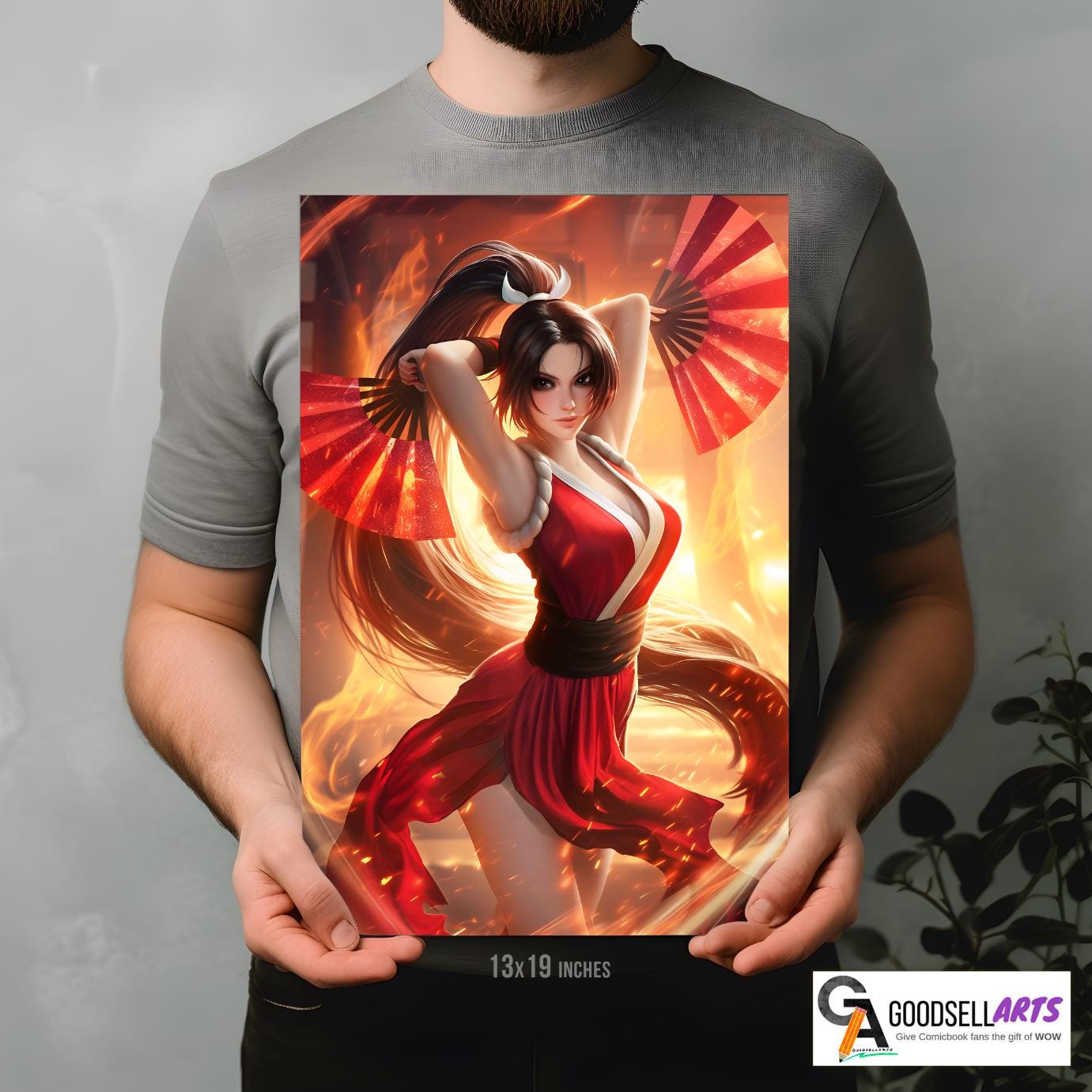Mai Shiranui poster, King of Fighters wall art print, Fatal Fury Street Fighter 6 gamer room decor, Mai KoF SF6 gift, Video Game art
