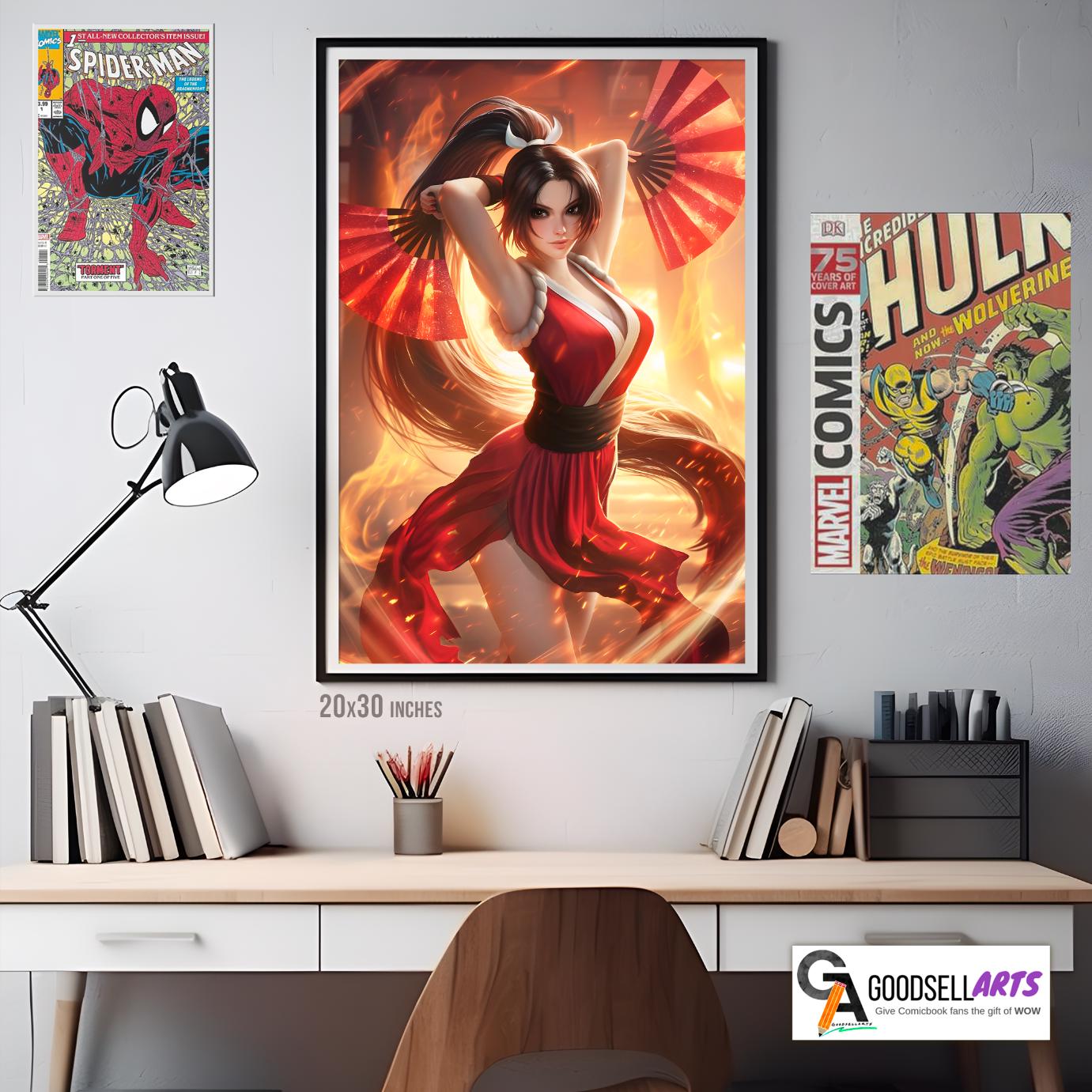Mai Shiranui poster, King of Fighters wall art print, Fatal Fury Street Fighter 6 gamer room decor, Mai KoF SF6 gift, Video Game art