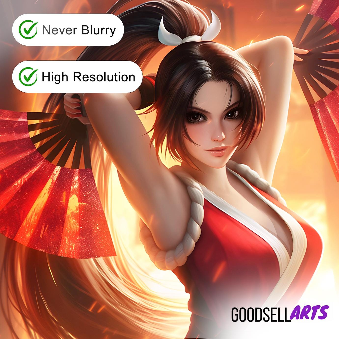Mai Shiranui poster, King of Fighters wall art print, Fatal Fury Street Fighter 6 gamer room decor, Mai KoF SF6 gift, Video Game art