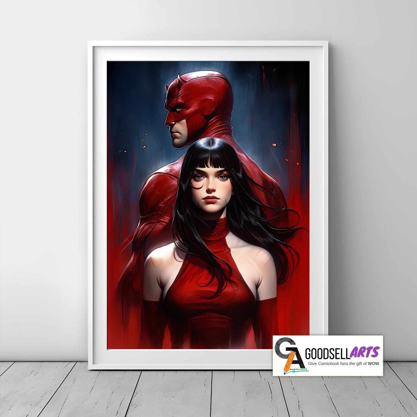 Daredevil and Elektra Poster | Marvel Daredevil Wall Art | Elektra art print | superhero gifts | collectibles| Daredevil Born again poster
