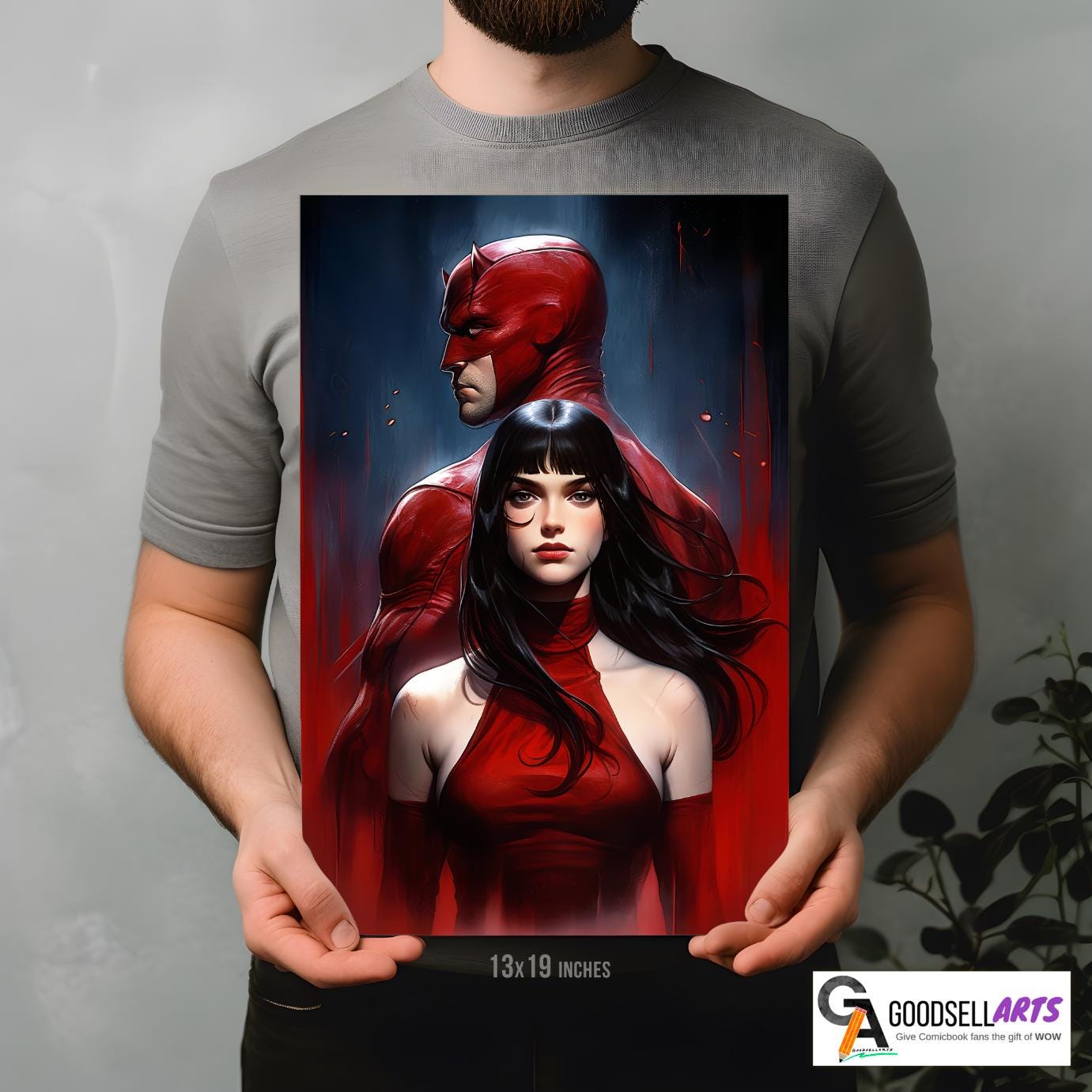 Daredevil and Elektra Poster | Marvel Daredevil Wall Art | Elektra art print | superhero gifts | collectibles| Daredevil Born again poster