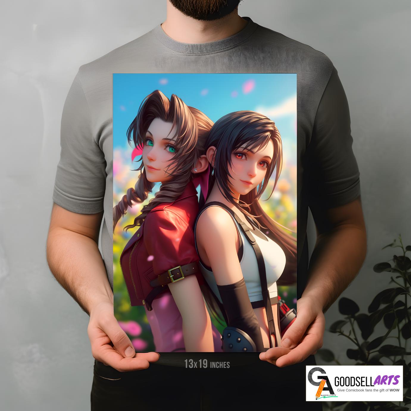 Aerith and Tifa Poster Print | Final Fantasy Rebirth poster | FF Remake | Game Room Decor | Tifa Lockhart | Aerith Gainsborough | FF7 gift