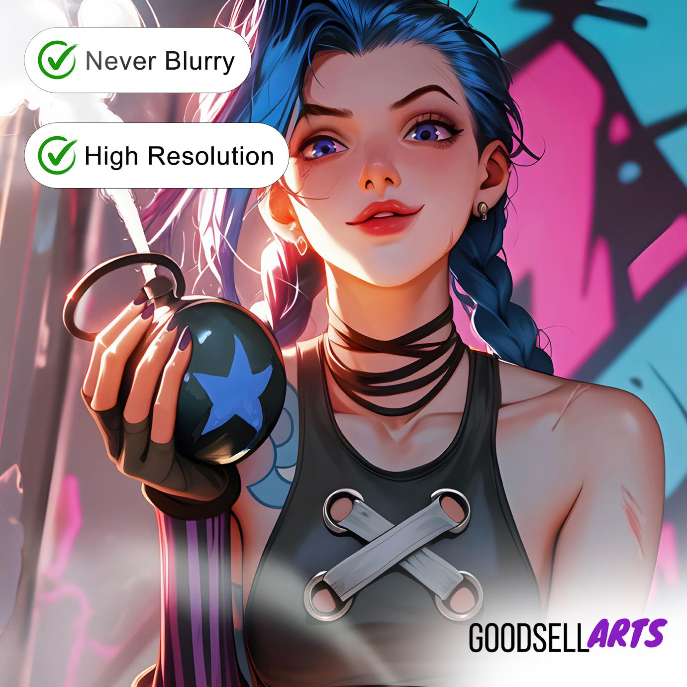 Arcane Jinx Poster Print | League of Legends art |  Video Game Poster | LoL Anime Poster Art | Jinx Powder | Game room decor | Gift for him