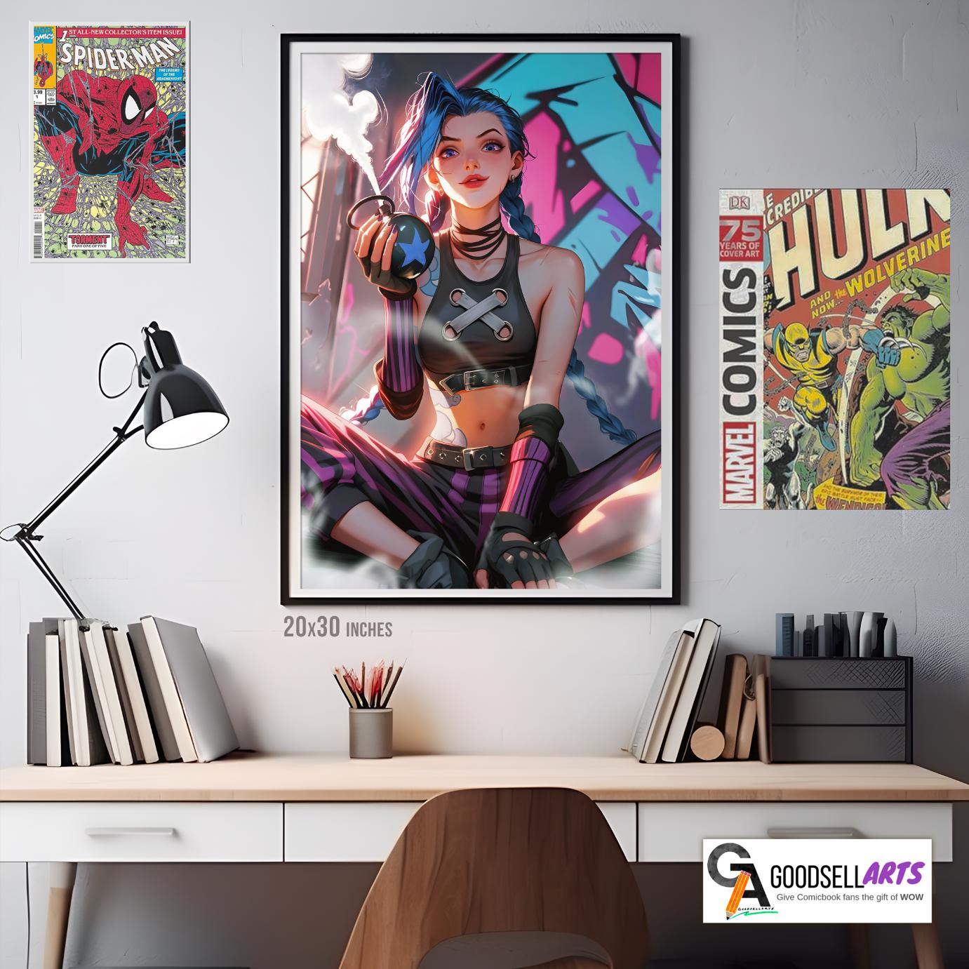 Arcane Jinx Poster Print | League of Legends art |  Video Game Poster | LoL Anime Poster Art | Jinx Powder | Game room decor | Gift for him