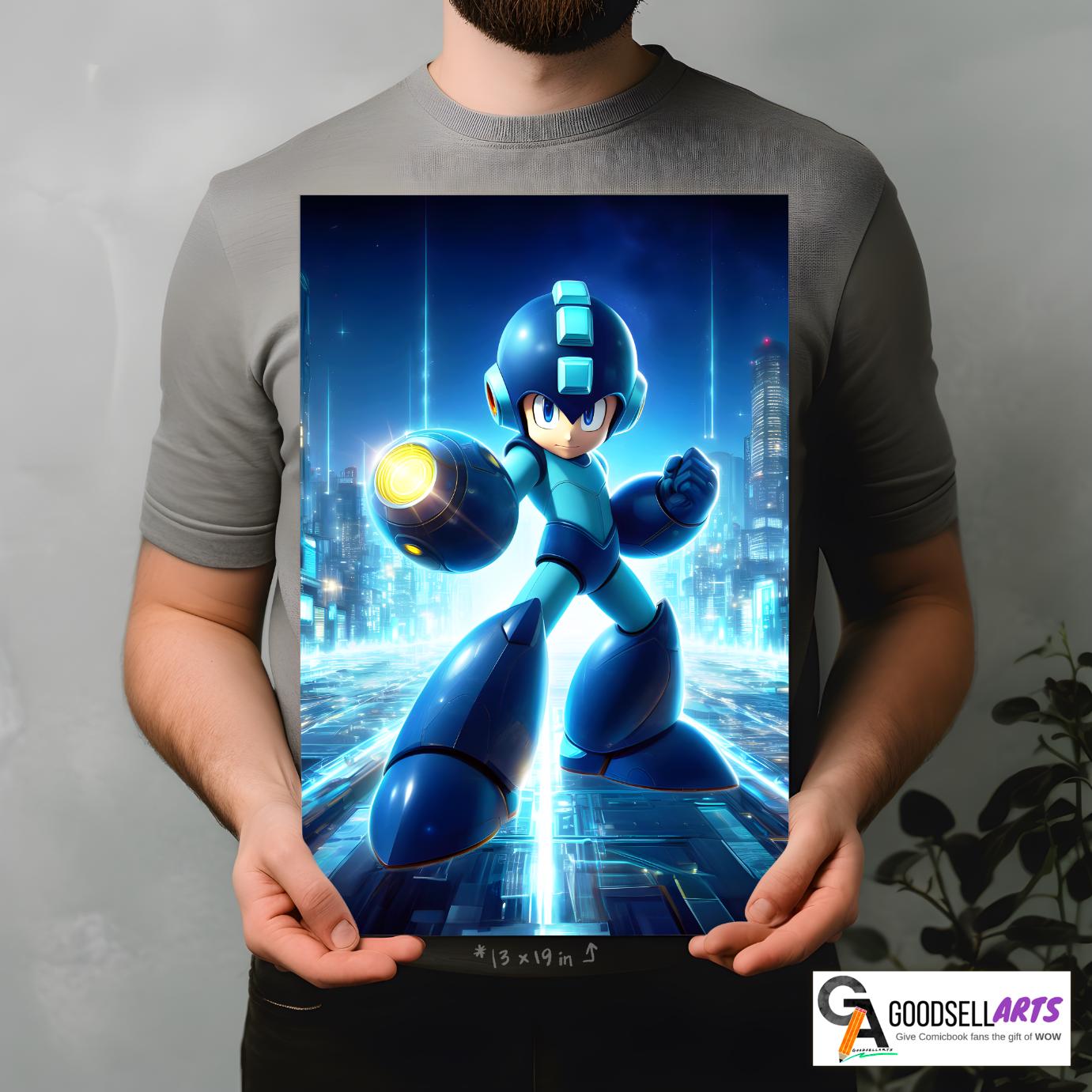 Mega Man Poster | Mega Man art print | Video Game Wall Art | Game Room Decor | Mega Man Video Game Decor | Nintendo Mega Man Gift
