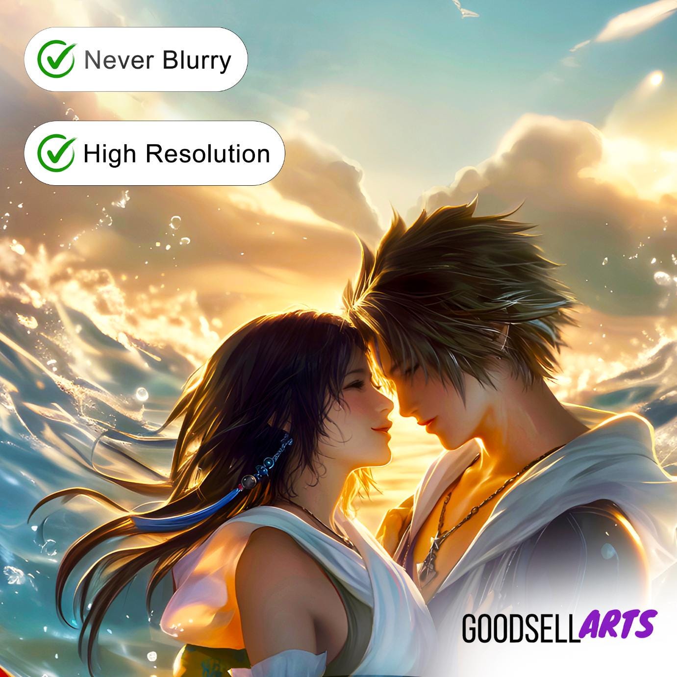 Yuna and Tidus Final Fantasy X Poster, FFX Wall Art Print, JRPG Couple Decor, Gamer Gift for Final Fantasy Fans, Gamer room decor, Tidus art
