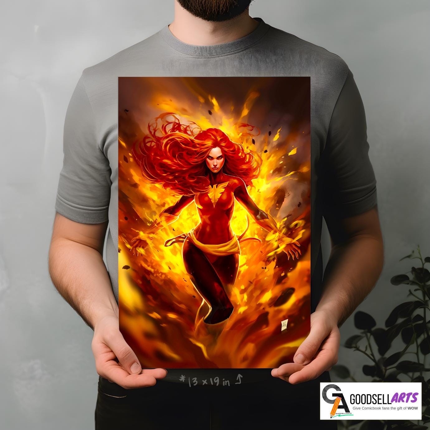 Dark Phoenix Poster, X-Men Jean Grey Wall Art Print, Marvel Comic Decor, Superhero Gift for X-men Fans, Phoenix Force art, Gamer room decor
