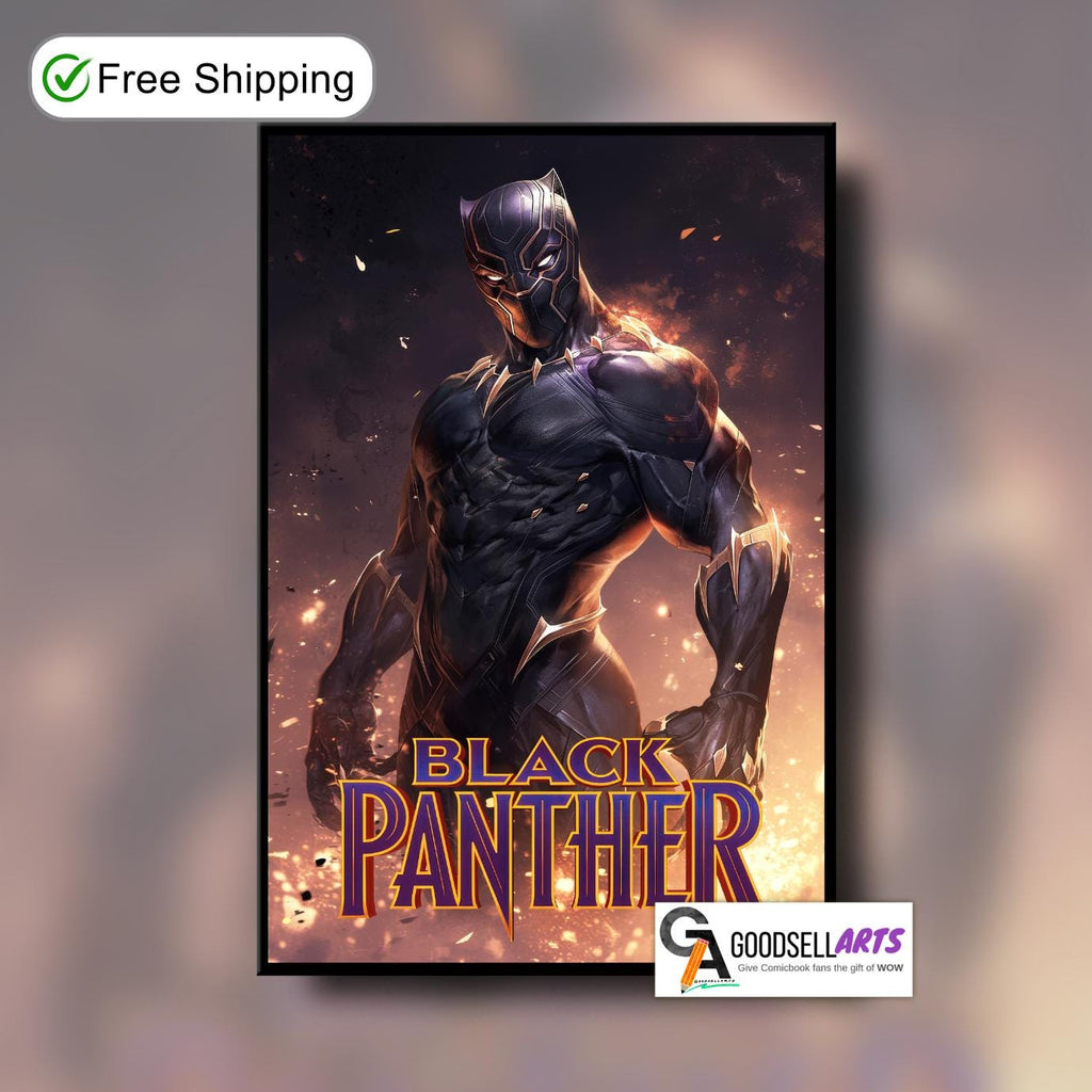 Black panther poster | Marvel wall art print, Marvel Rivals poster, T&#39;Challa superhero decor, comic book gift for fans, Gamer room decor