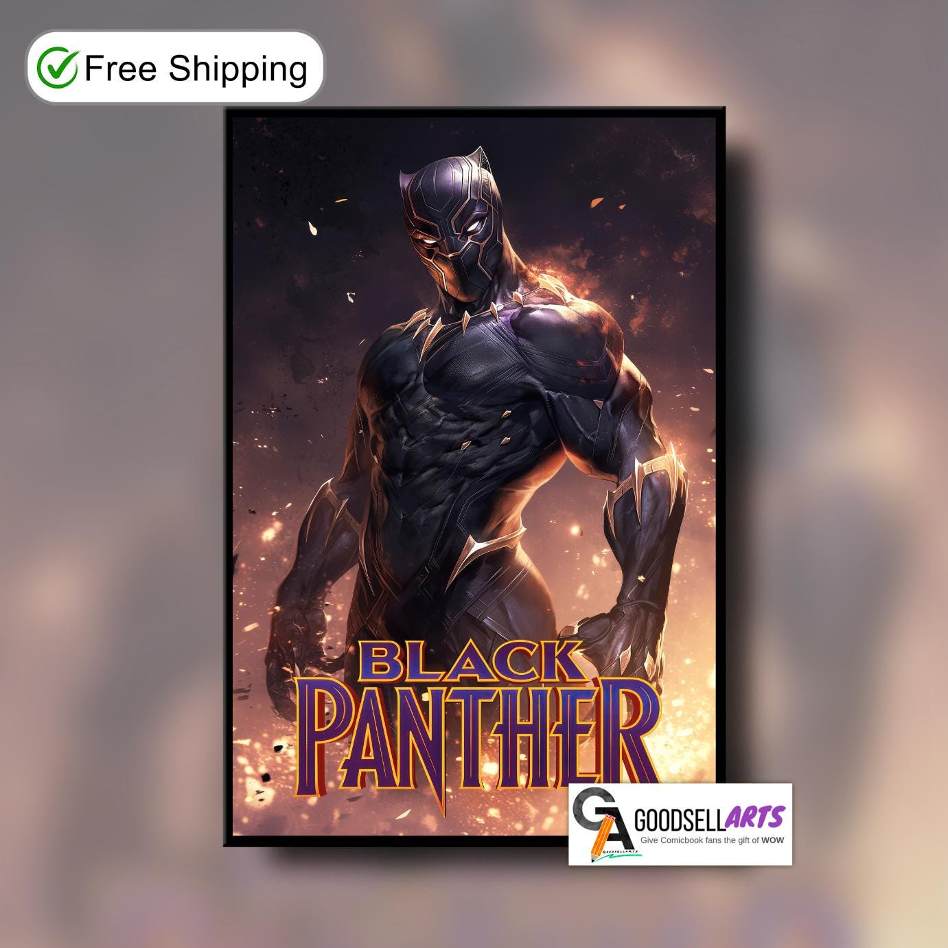 Black panther poster | Marvel wall art print, Marvel Rivals poster, T&#39;Challa superhero decor, comic book gift for fans, Gamer room decor