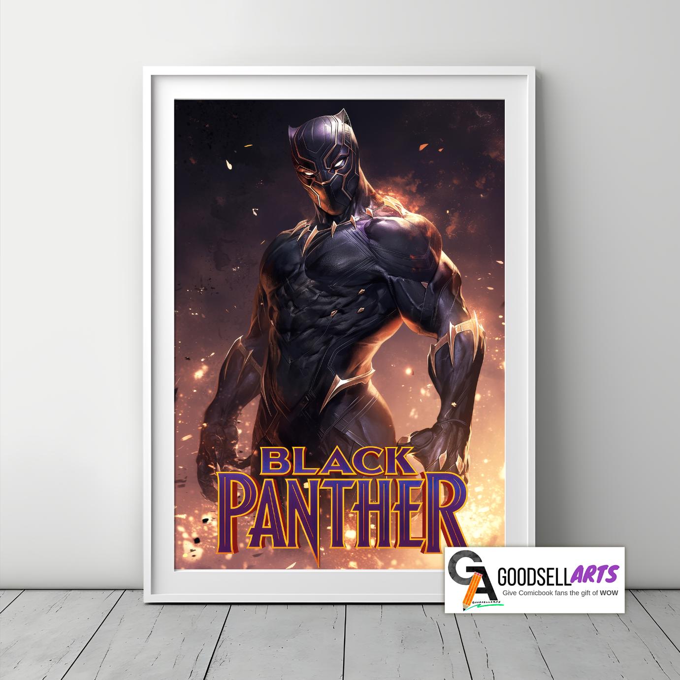 Black panther poster | Marvel wall art print, Marvel Rivals poster, T&#39;Challa superhero decor, comic book gift for fans, Gamer room decor
