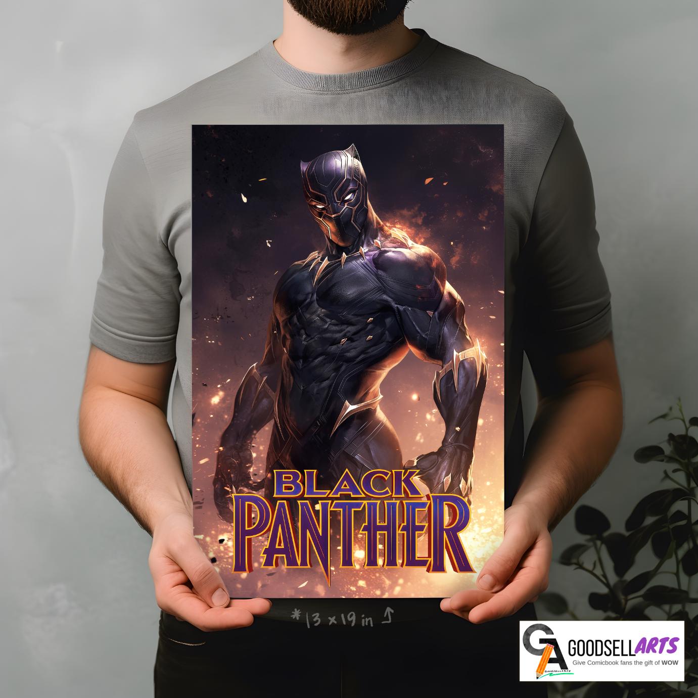 Black panther poster | Marvel wall art print, Marvel Rivals poster, T&#39;Challa superhero decor, comic book gift for fans, Gamer room decor