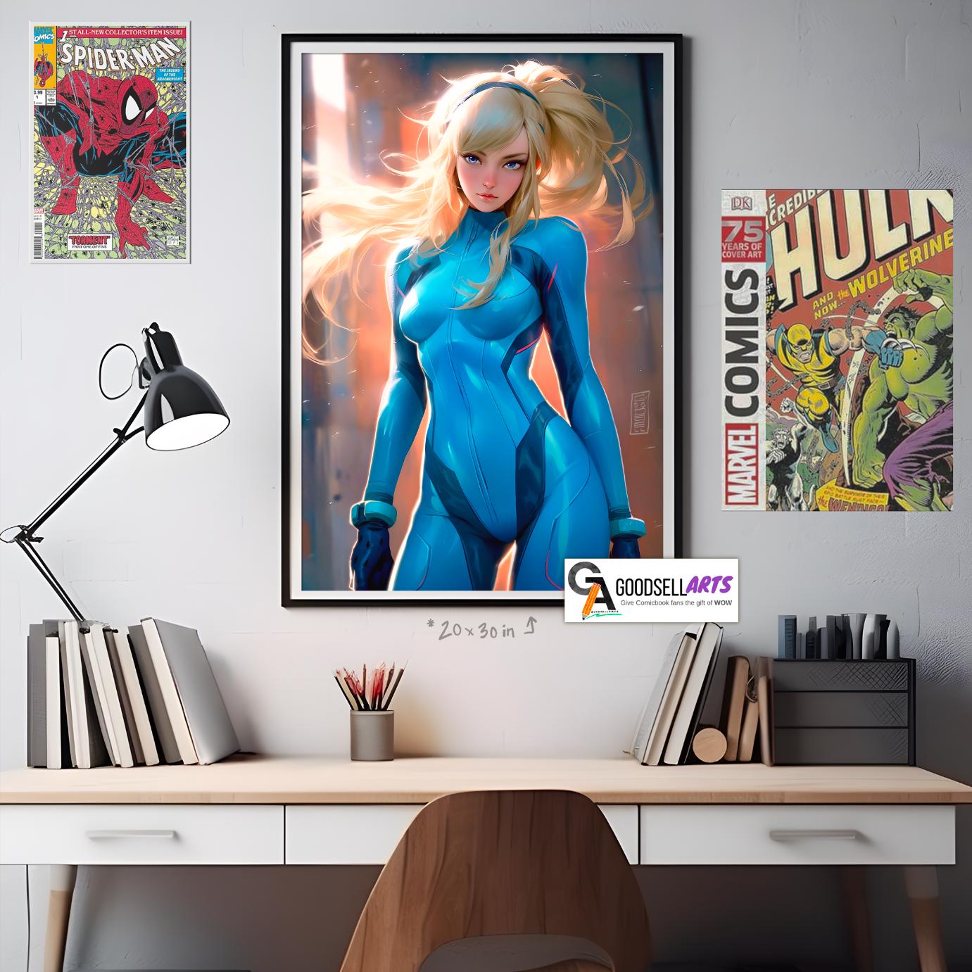Zero Suit Samus Metroid Poster, Video Game Gift, Metroid Fan Art, Samus Aran Print, Nintendo fan Game Room Decor, Samus Gift for Gamer