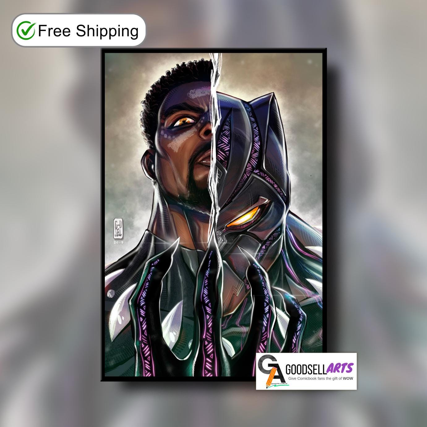 Black Panther Poster Print | Marvel Avengers poster | T&#39;Challa wall art print | Black panther gift | Collectible poster| Wakanda poster