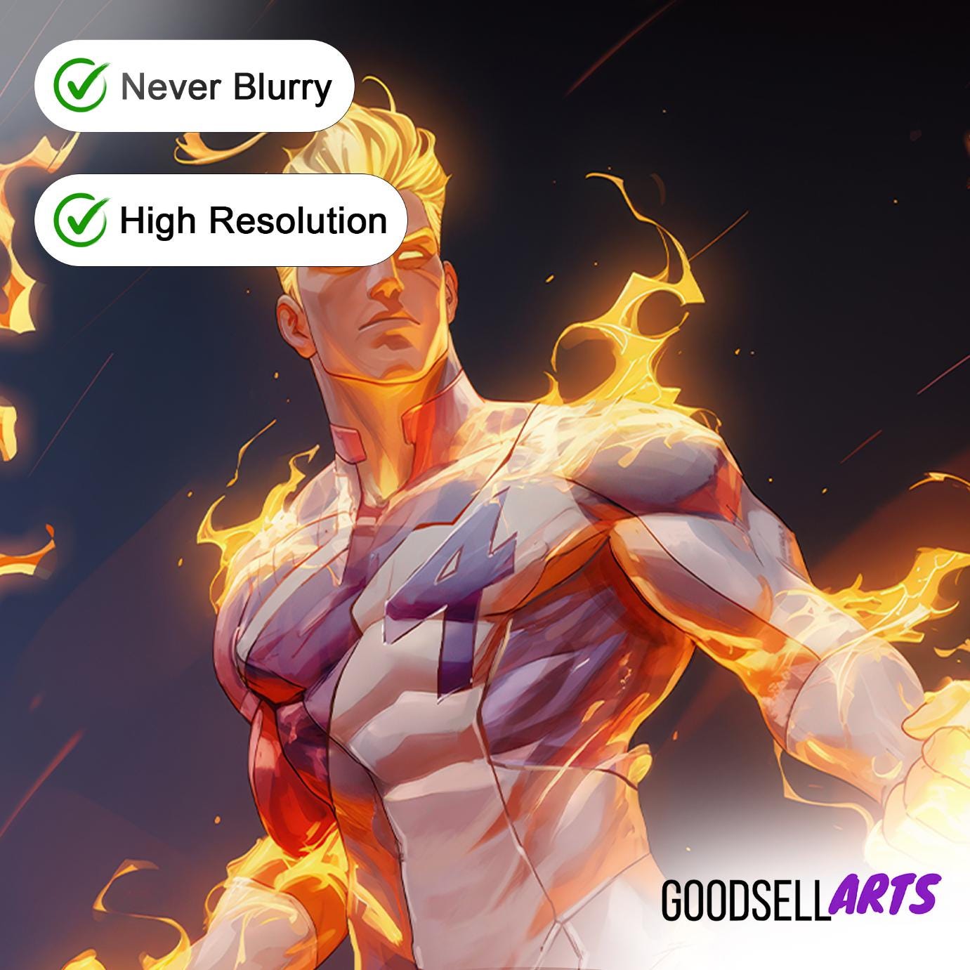 Human Torch Fantastic Four poster | Johnny Storm Art Print, Marvel rivals Game Room Decor, Superhero Gamer Wall Art Gift, Comic Geek gift
