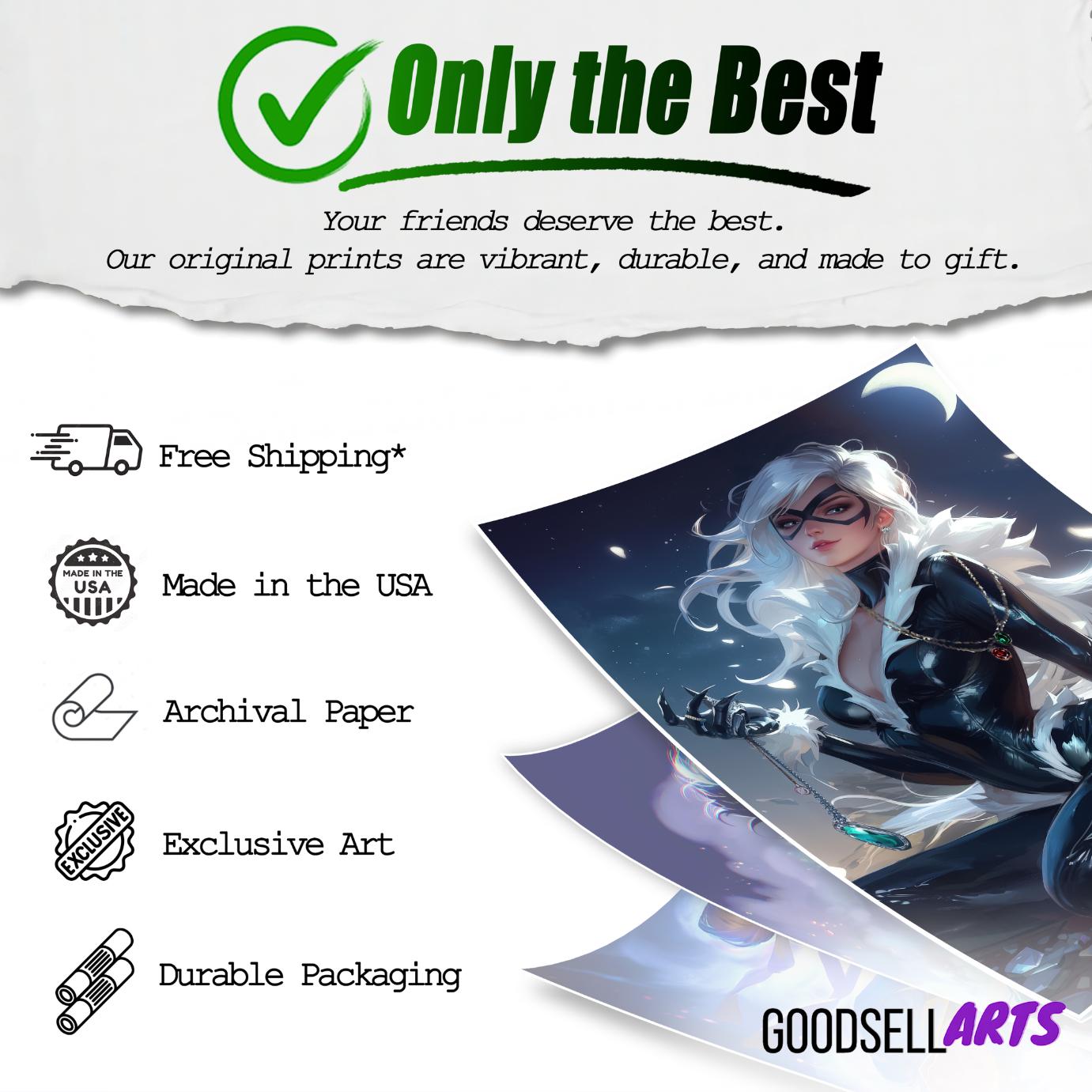 Black Cat Marvel Comics Wall Art Print, Felicia Hardy print, Superhero Poster, Marvel Spiderman Villain Art for Comic Book Fans & collectors