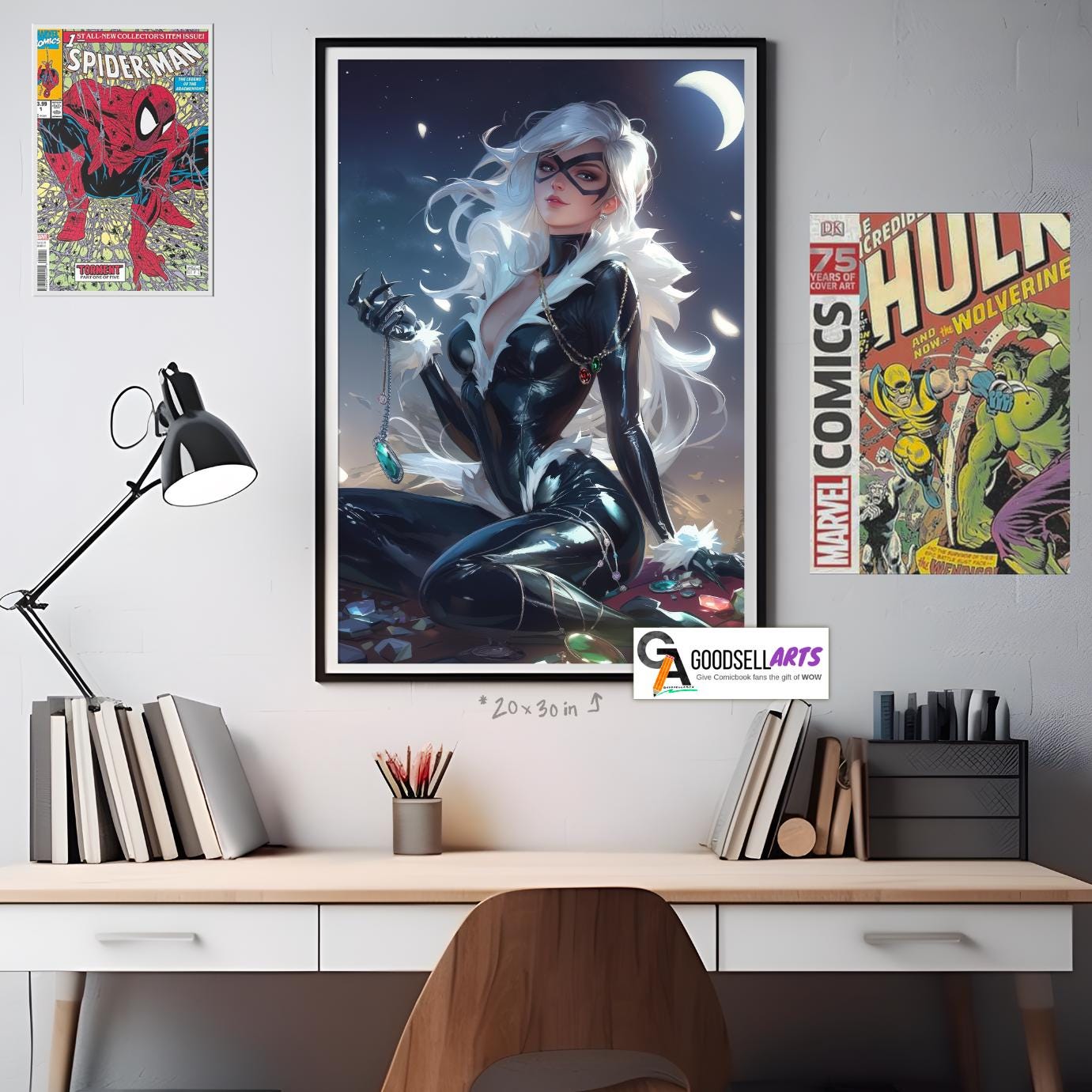 Black Cat Marvel Comics Wall Art Print, Felicia Hardy print, Superhero Poster, Marvel Spiderman Villain Art for Comic Book Fans & collectors