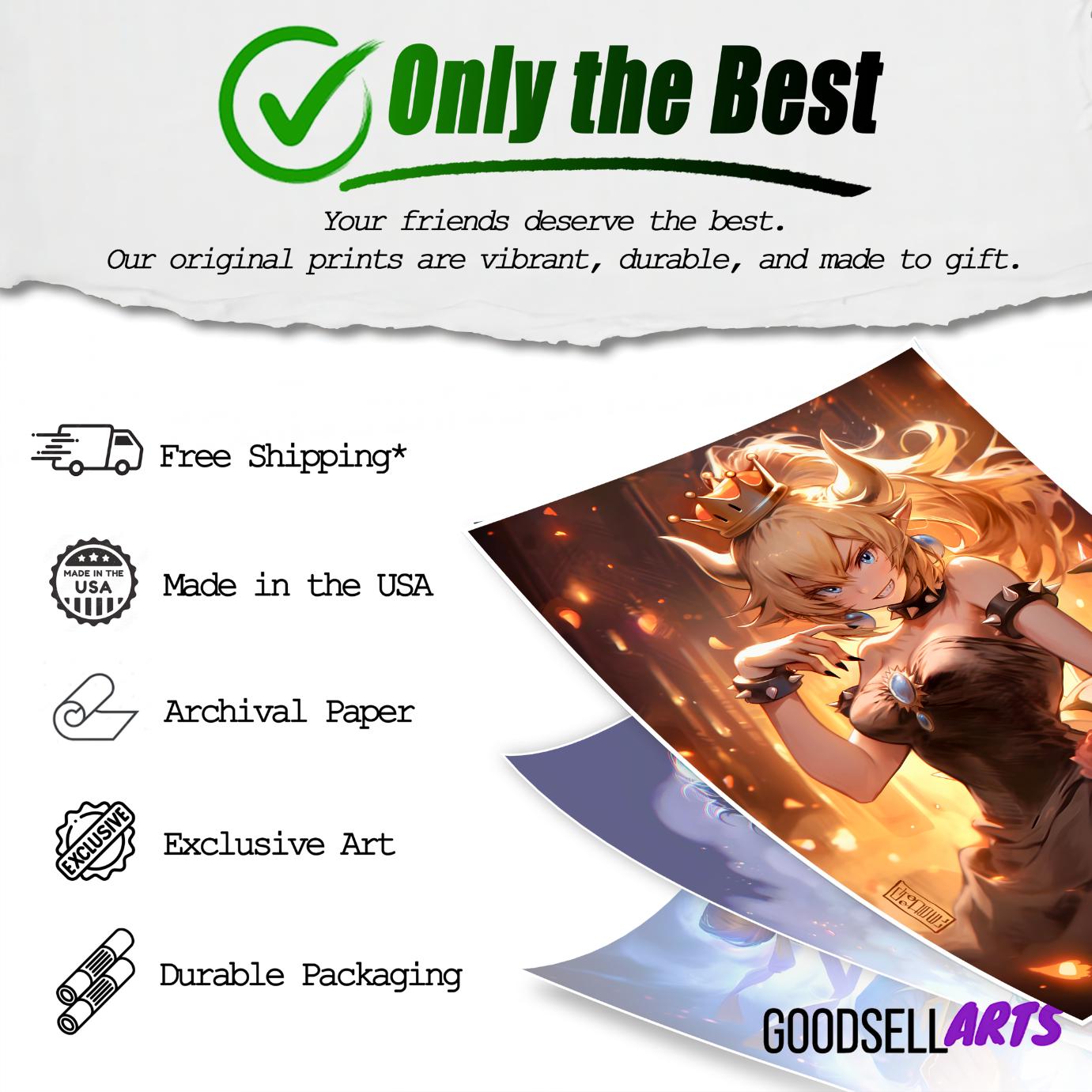 Bowsette Poster |  Princess Bowsette art | Nintendo art print | Video Game Wall Art | Gamer Gifts | Gifts for her | Mario Collectible