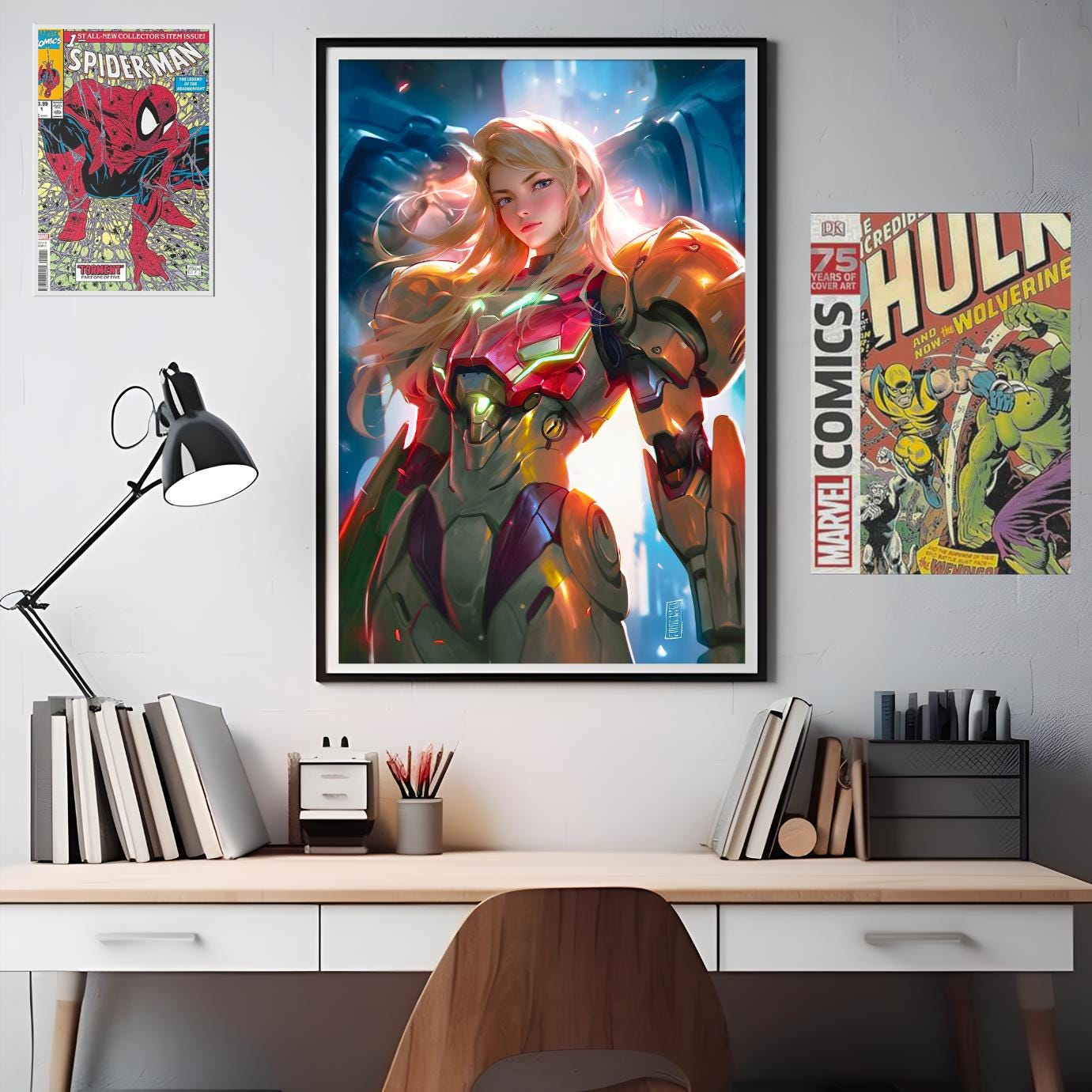 Samus Aran Metroid Poster, Nintendo Metroid Wall decor, Nintendo gamer gift, video game poster, game room decor, Samus wall Art print