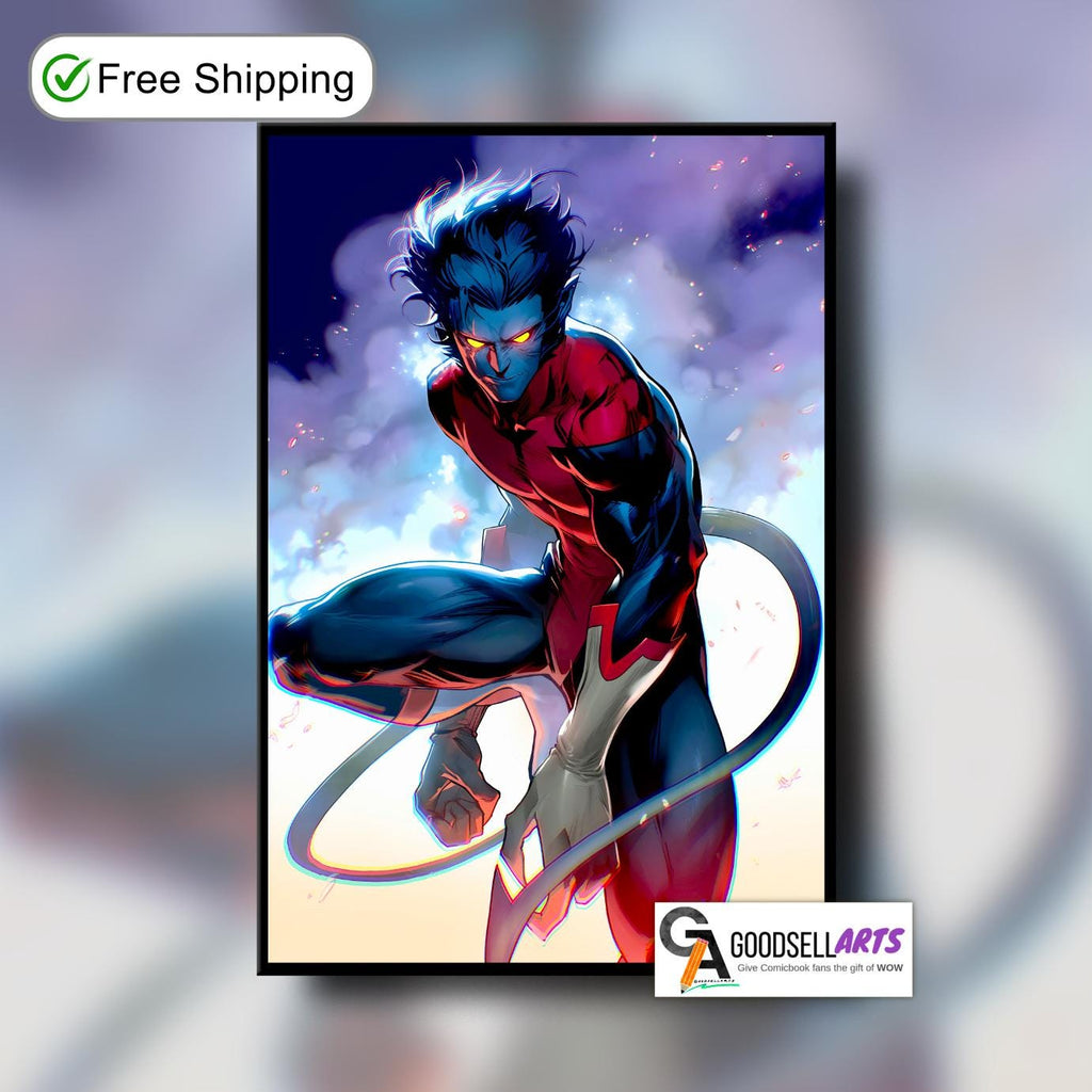 Nightcrawler Wall Art Print | Marvel X-Men poster, Superhero Poster, Comic Book art, Game Room Decor, Marvel wall art, Nightcrawler fan gift
