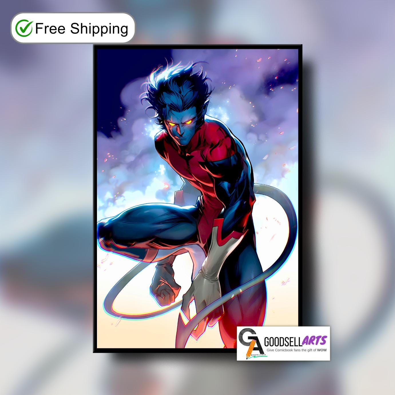 Nightcrawler Wall Art Print | Marvel X-Men poster, Superhero Poster, Comic Book art, Game Room Decor, Marvel wall art, Nightcrawler fan gift