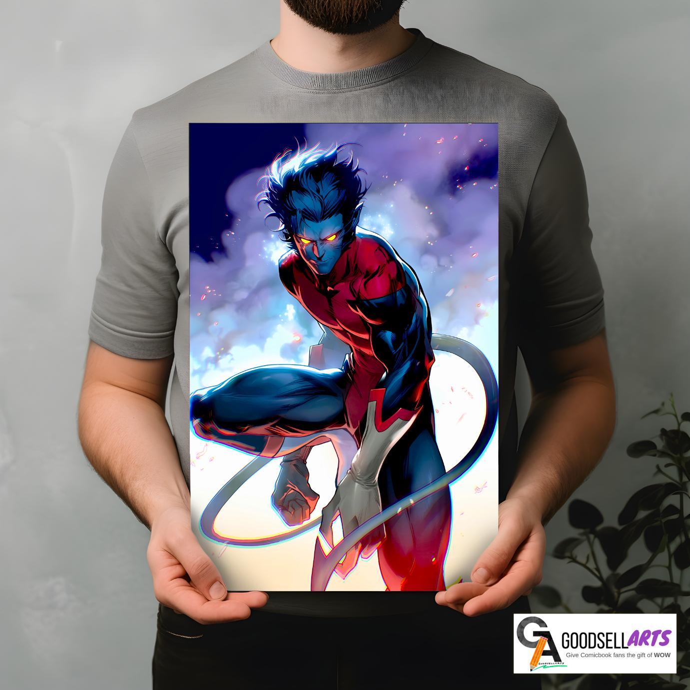Nightcrawler Wall Art Print | Marvel X-Men poster, Superhero Poster, Comic Book art, Game Room Decor, Marvel wall art, Nightcrawler fan gift