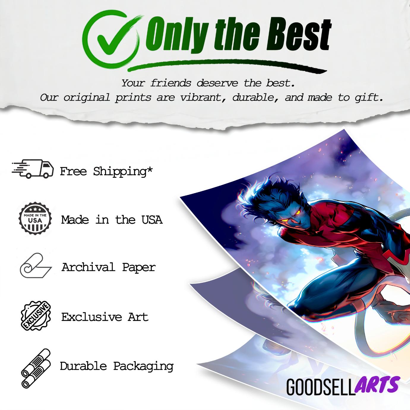 Nightcrawler Wall Art Print | Marvel X-Men poster, Superhero Poster, Comic Book art, Game Room Decor, Marvel wall art, Nightcrawler fan gift