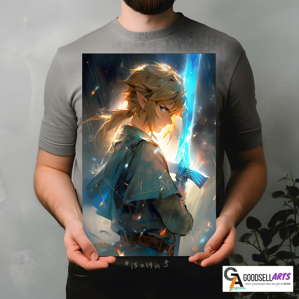 Link Poster | Legend of Zelda Gift | Zelda art print | Link Wall Art | Gamer Gift | Breath of the Wild Art Print | Tears of the Kingdom