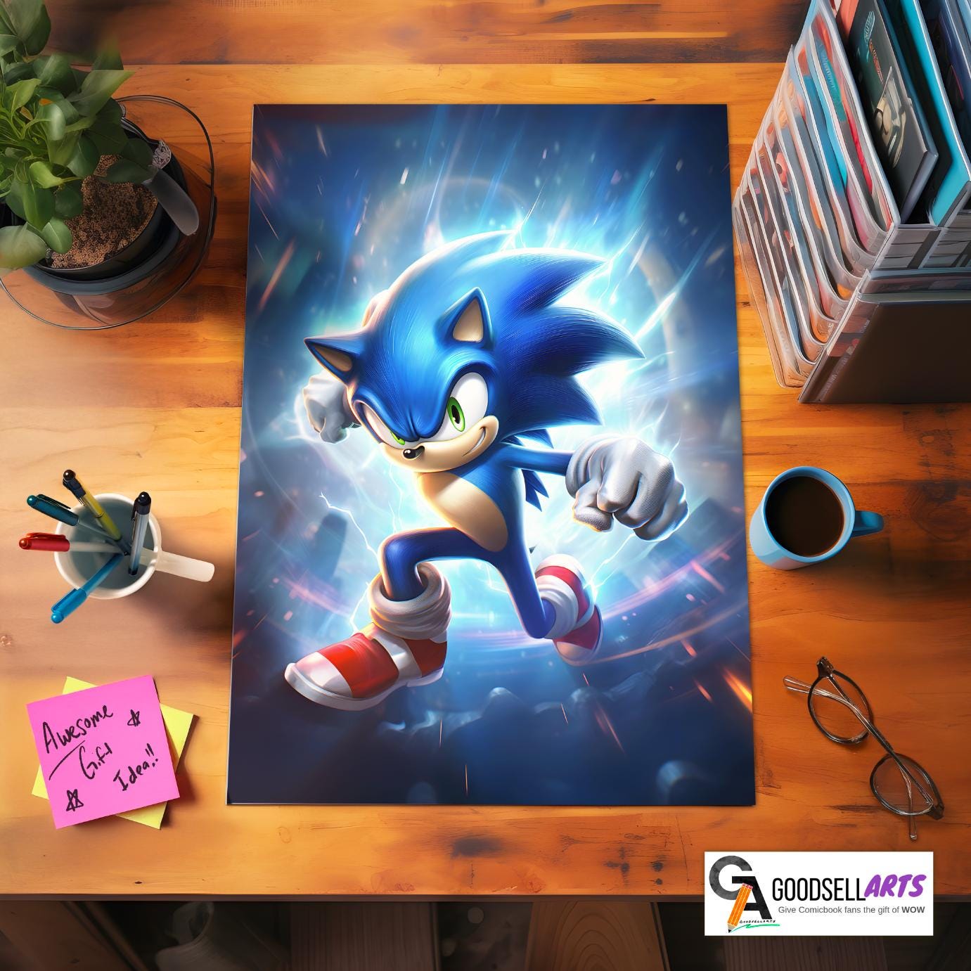 Sonic the Hedgehog Poster, Sonic Video Game Wall Art print, Gamer Gifts, Game room decor, Sonic Movie Fan Art Gift, Sega Retro Gamer