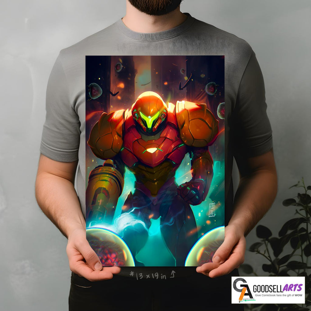 Metroid Samus Poster | Samus Aran Metroid art print | Video Game Wall Art | Nintendo Metroid gift | Nintendo Samus Art