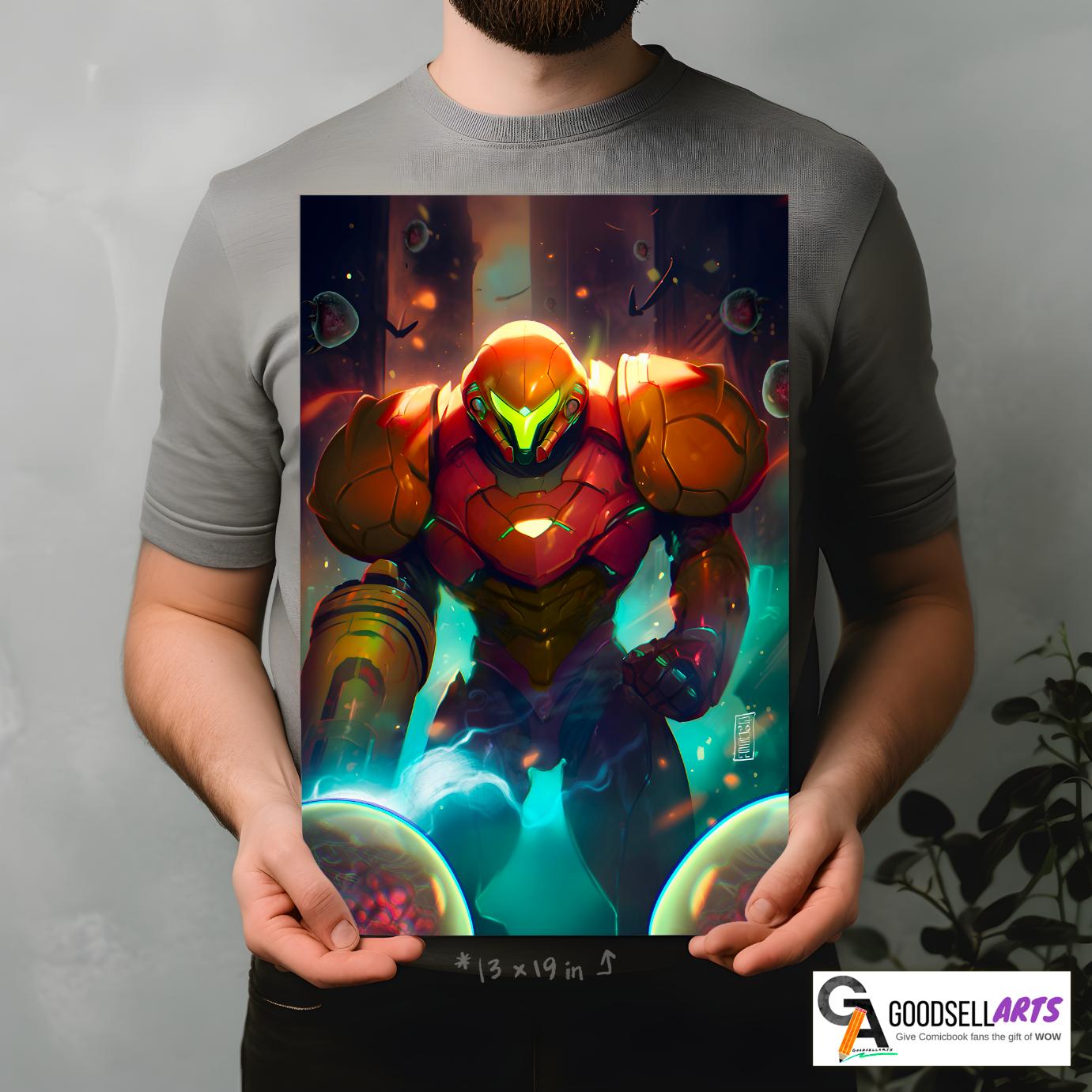 Metroid Samus Poster | Samus Aran Metroid art print | Video Game Wall Art | Nintendo Metroid gift | Nintendo Samus Art