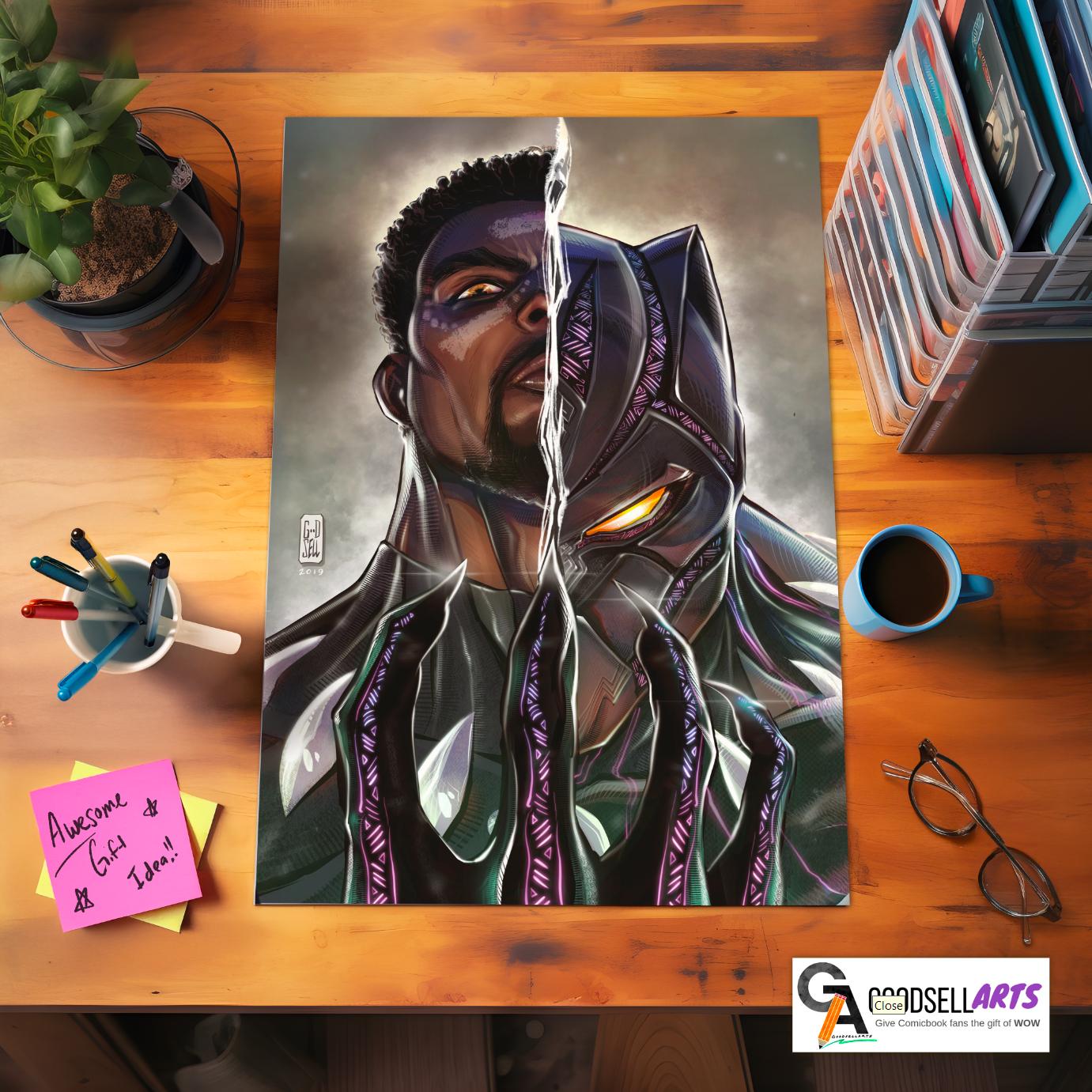 Black Panther Poster Print | Marvel Avengers poster | T&#39;Challa wall art print | Black panther gift | Collectible poster| Wakanda poster