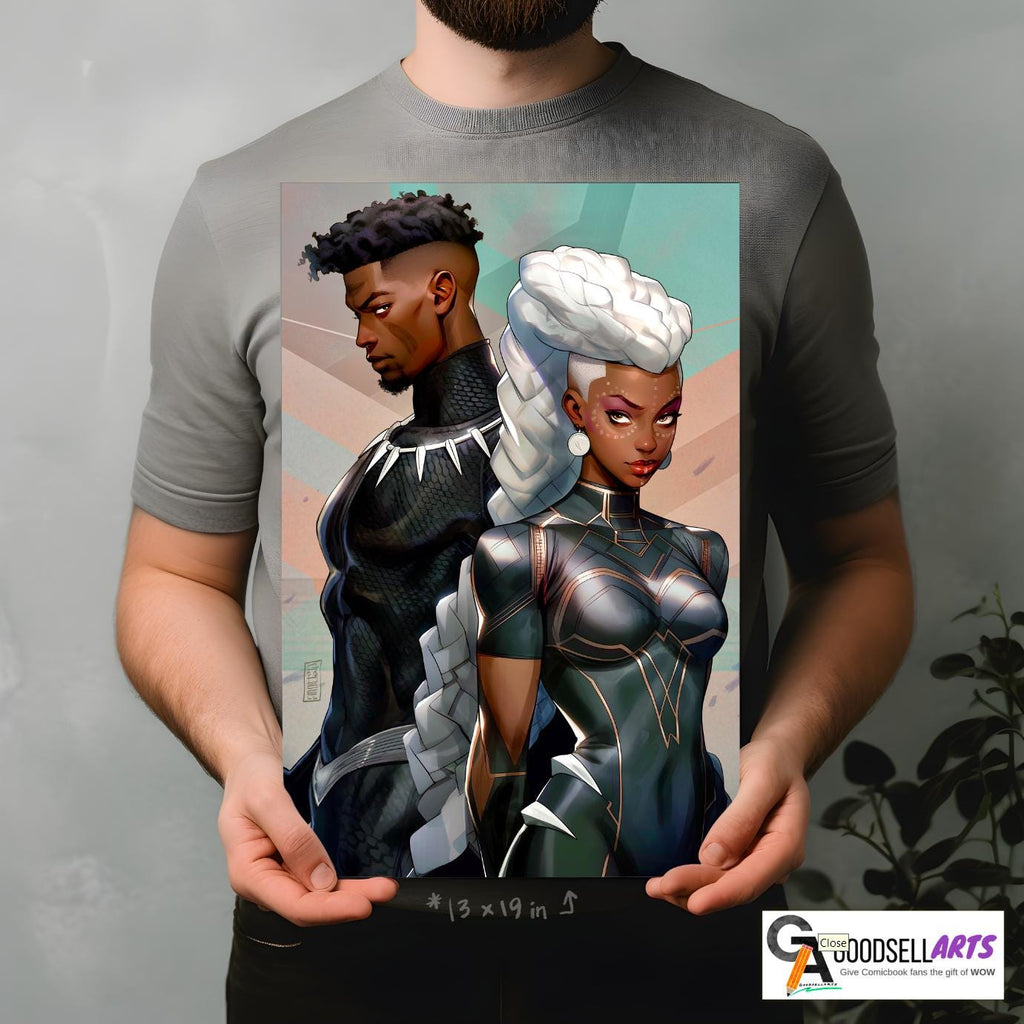 Queen Storm Wakanda Poster |  Storm and Black Panther print | Storm X-Men Poster | Marvel Black panther and Storm | Marvel wall art
