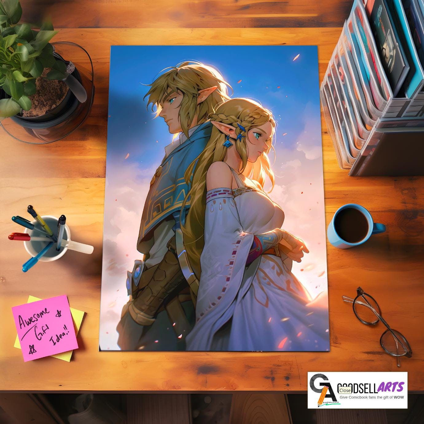 Link and Zelda Poster | Zelda wall art | Legend of Zelda art print | Breath of the Wild | Tears of the Kingdom | Nintendo Zelda Fan Gift