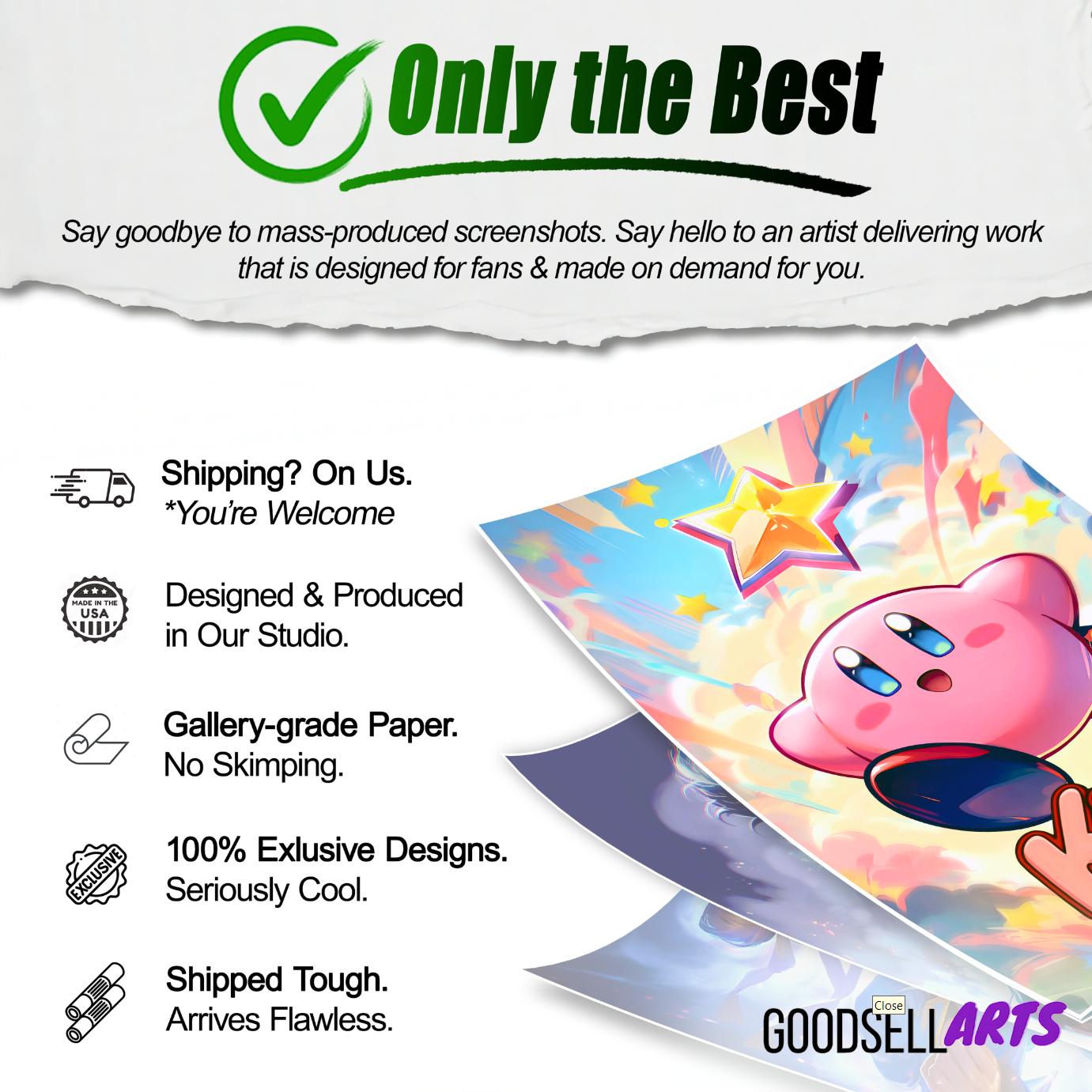 Kirby Poster, Nintendo Wall Art Print, Game Room Decor, Kirby Dream Land Video Game poster, Gamer gift for kids nintendo fans & collectors