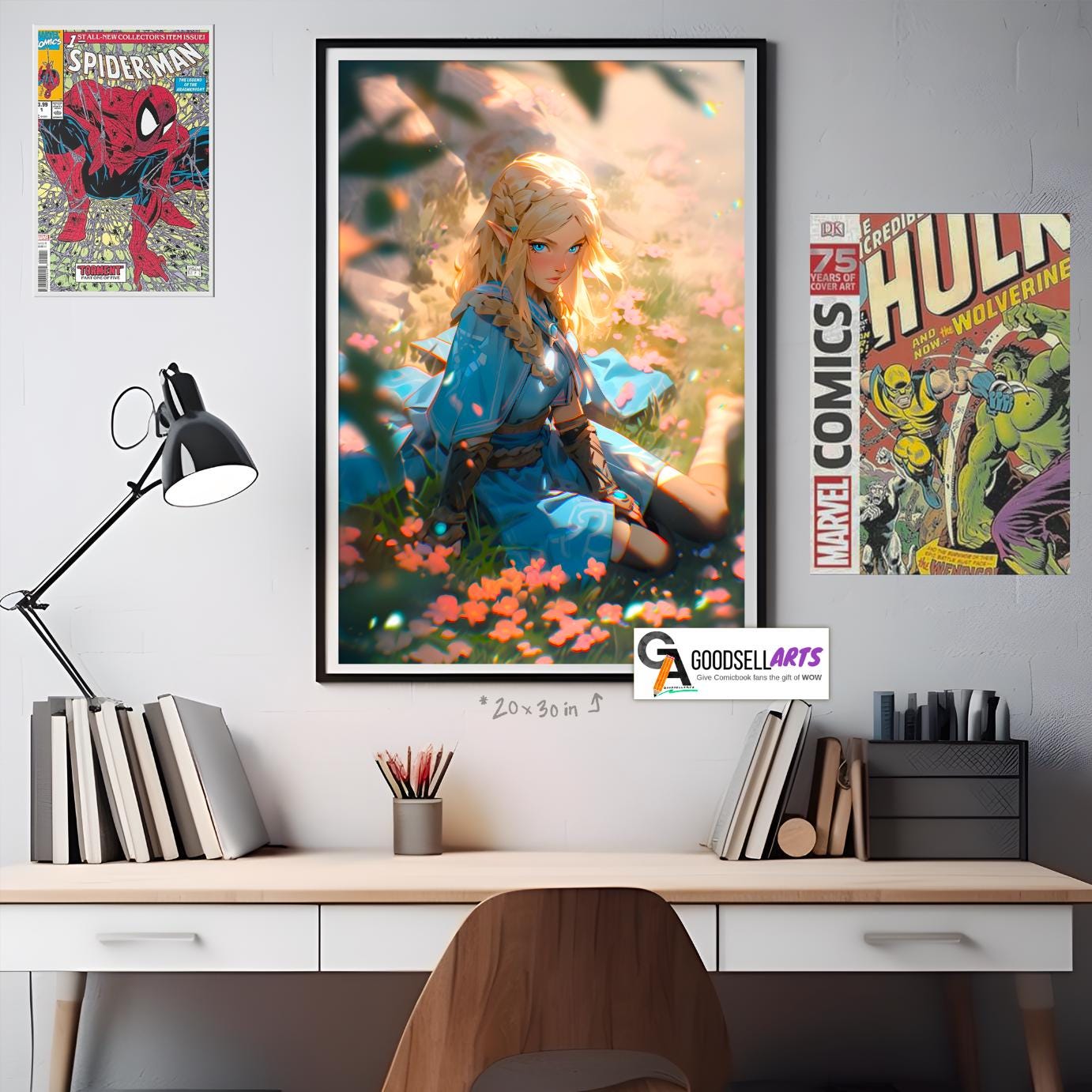 Princess Zelda Poster Print, Legend of Zelda wall art print, Gamer room decor, Zelda fan gift, Nintendo fan gift, Breath of the wild print