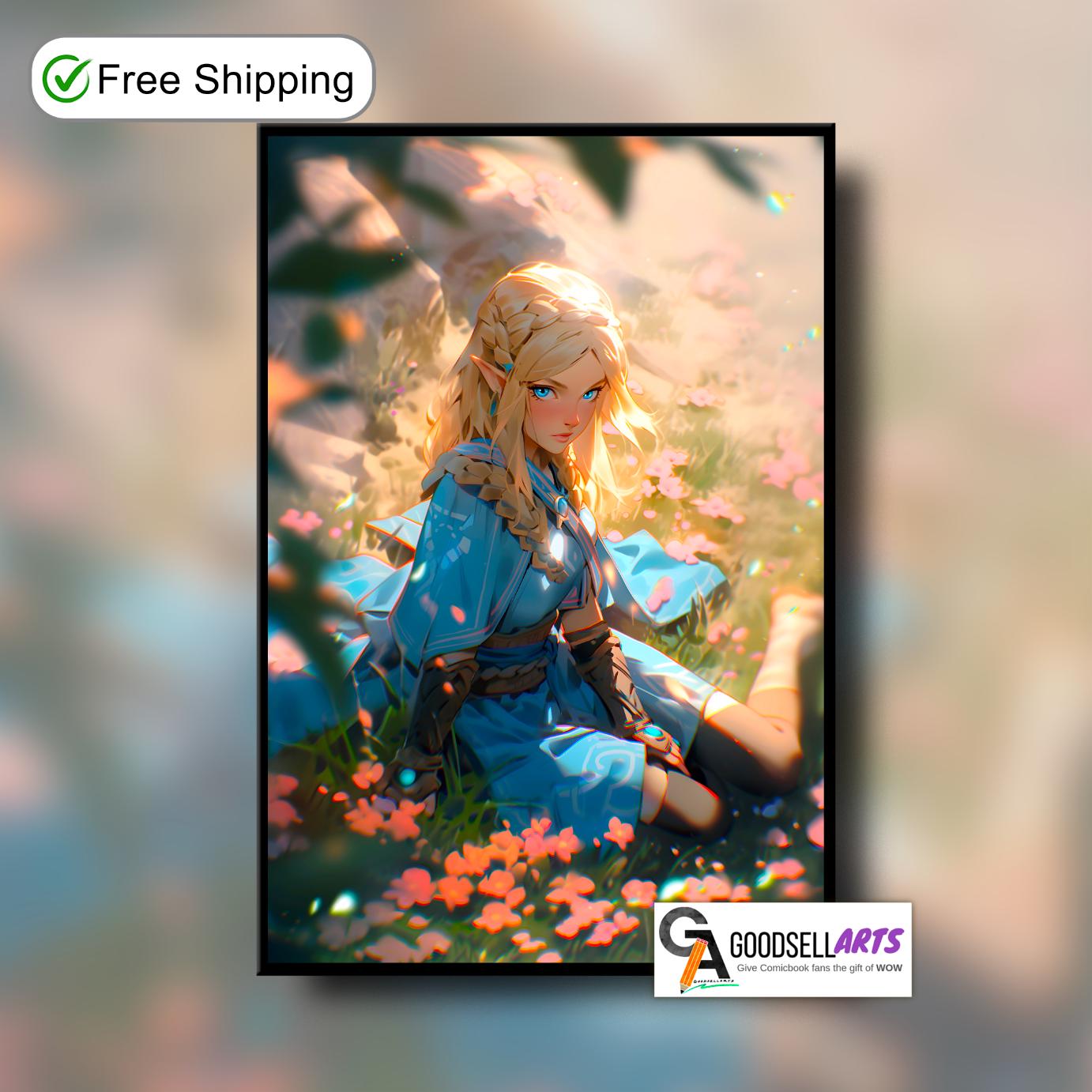 Princess Zelda Poster Print, Legend of Zelda wall art print, Gamer room decor, Zelda fan gift, Nintendo fan gift, Breath of the wild print