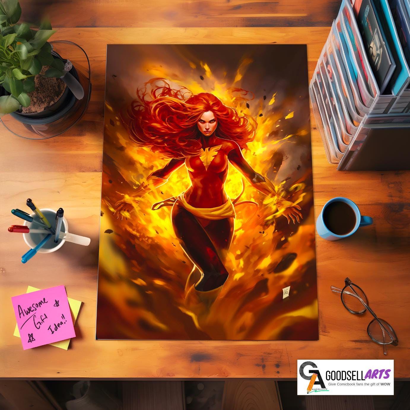 Dark Phoenix Poster, X-Men Jean Grey Wall Art Print, Marvel Comic Decor, Superhero Gift for X-men Fans, Phoenix Force art, Gamer room decor