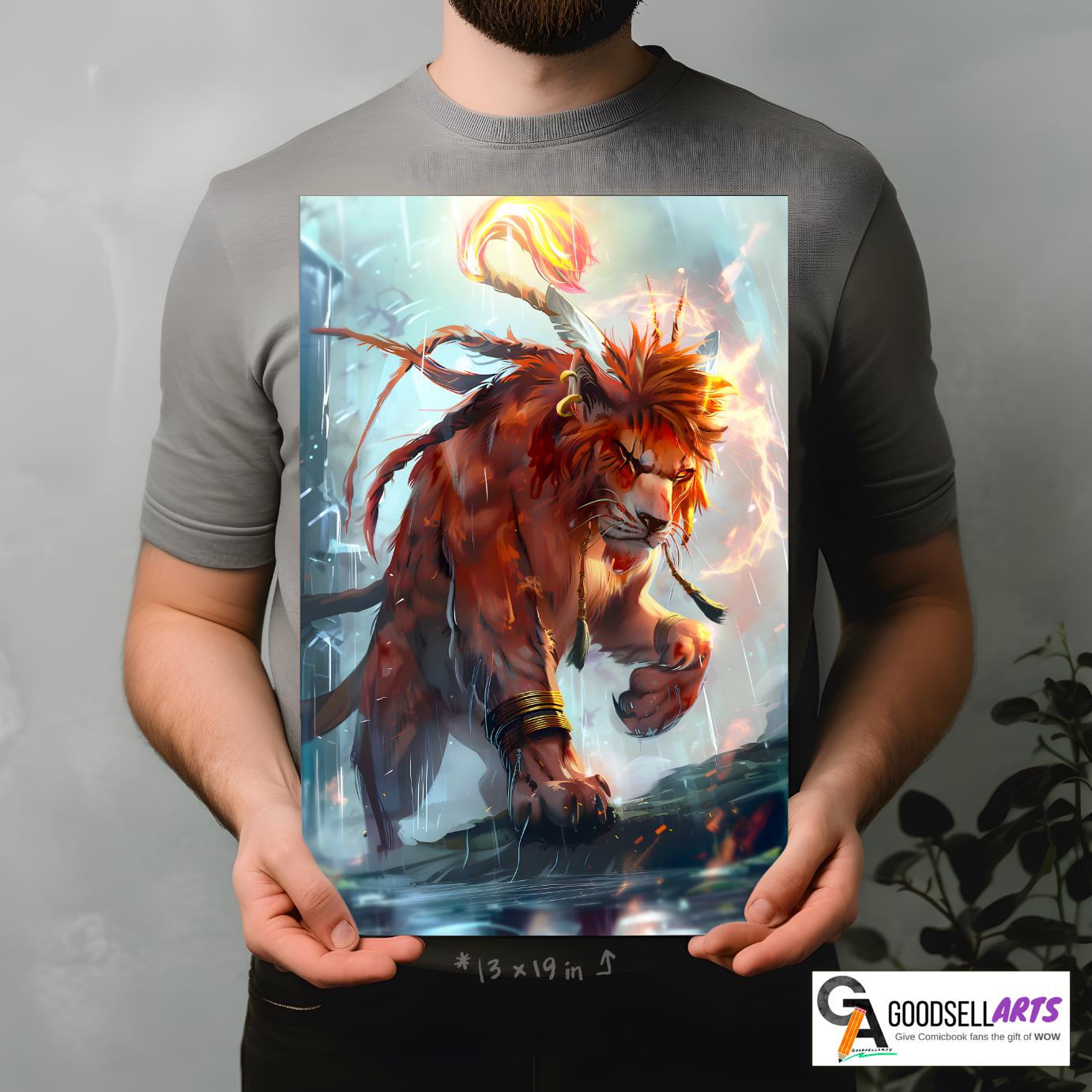 Red 13 Final Fantasy Poster, FF7 Rebirth Wall Art Print, Gaming Decor, Red XIII art print | Game room decor, Gamer gift