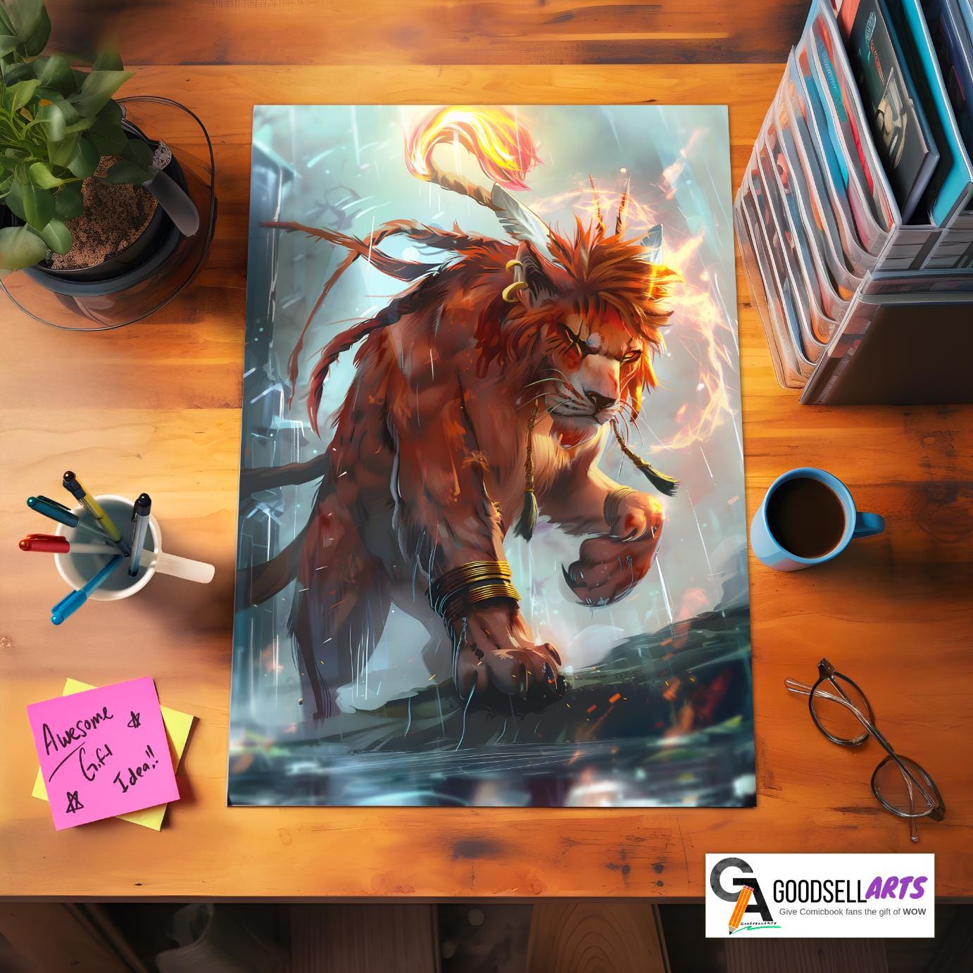 Red 13 Final Fantasy Poster, FF7 Rebirth Wall Art Print, Gaming Decor, Red XIII art print | Game room decor, Gamer gift