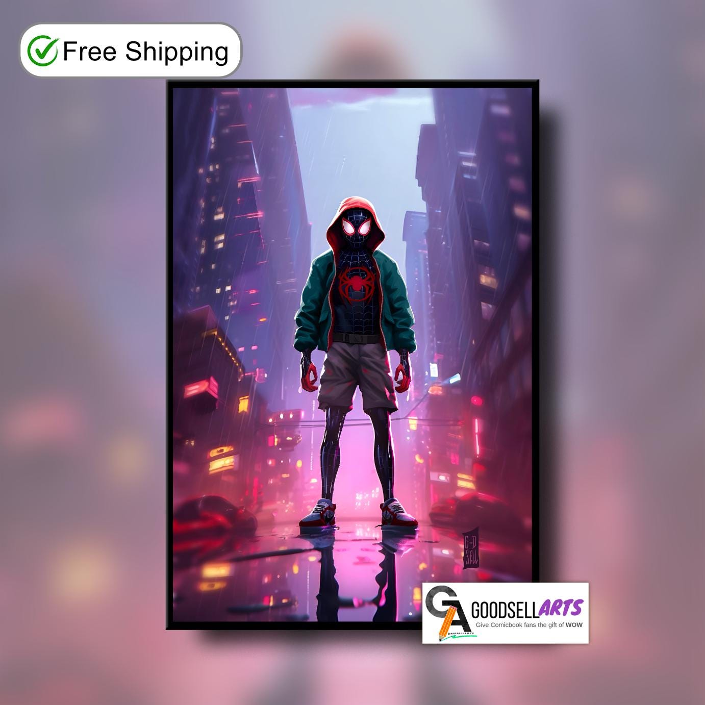 Miles Morales Poster Print, Spiderverse Poster, Spider-Man Art Print, Miles Morales gift, Marvel Spiderman wall art, Gamer room decor