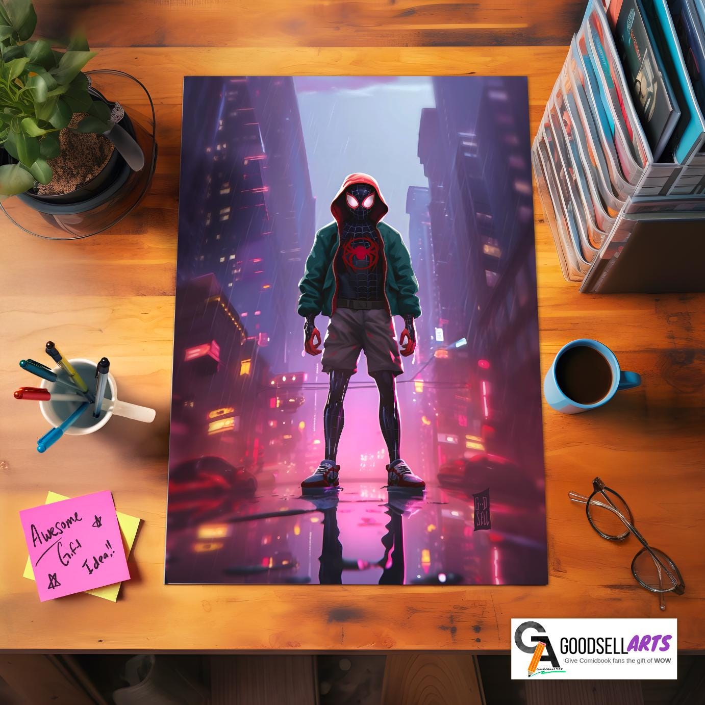 Miles Morales Poster Print, Spiderverse Poster, Spider-Man Art Print, Miles Morales gift, Marvel Spiderman wall art, Gamer room decor