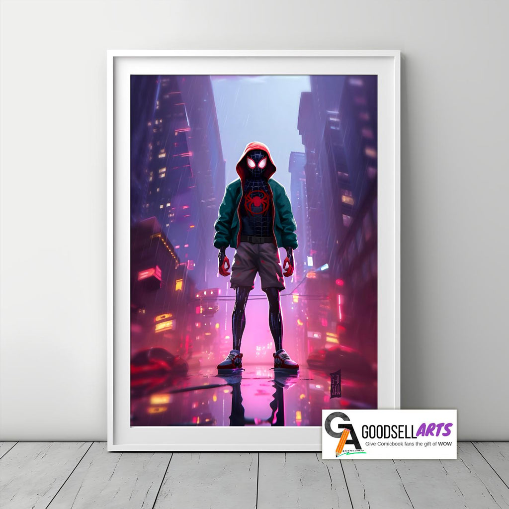 Miles Morales Poster Print, Spiderverse Poster, Spider-Man Art Print, Miles Morales gift, Marvel Spiderman wall art, Gamer room decor