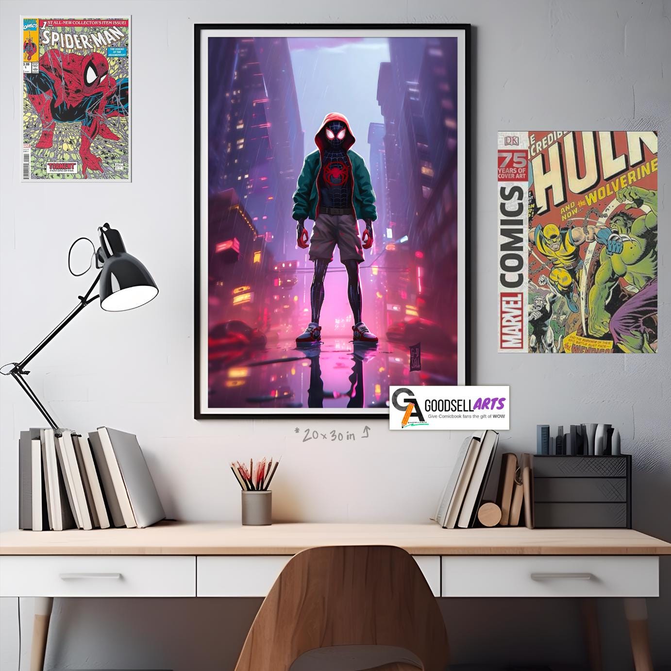 Miles Morales Poster Print, Spiderverse Poster, Spider-Man Art Print, Miles Morales gift, Marvel Spiderman wall art, Gamer room decor