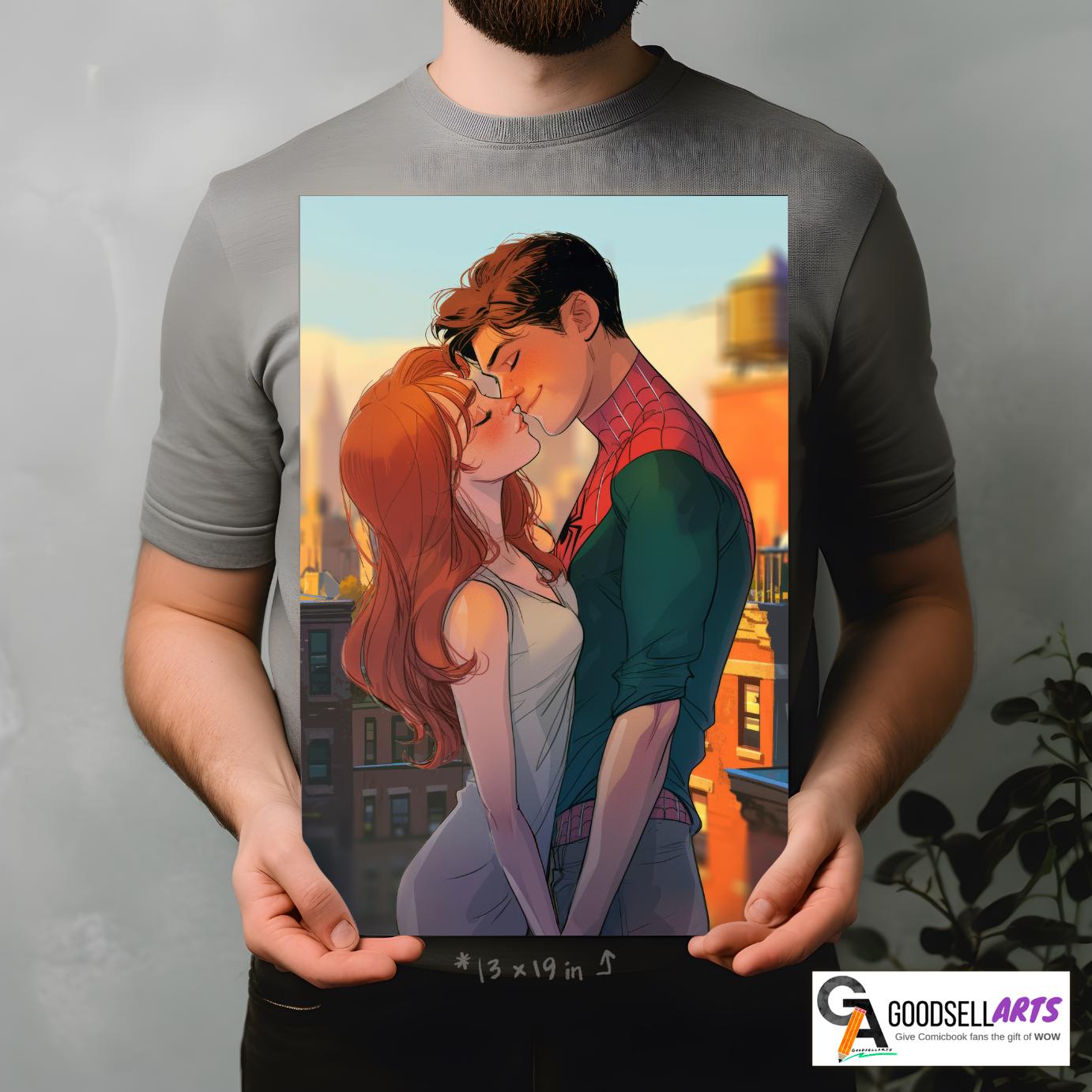 Peter Parker loves Mary Jane poster | Spider-man comic art print, Marvel wall decor, Spiderman Superhero Gift , Mary Jane Watson wall art