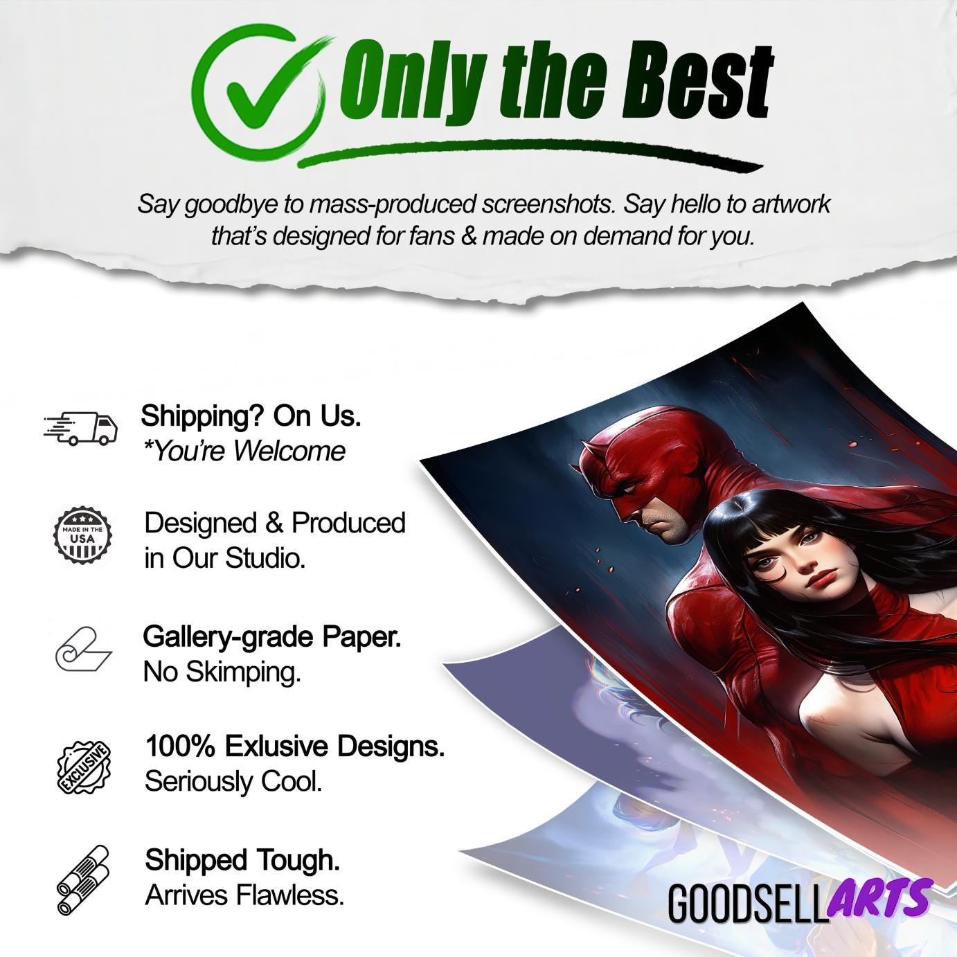 Daredevil and Elektra Poster | Marvel Daredevil Wall Art | Elektra art print | superhero gifts | collectibles| Daredevil Born again poster